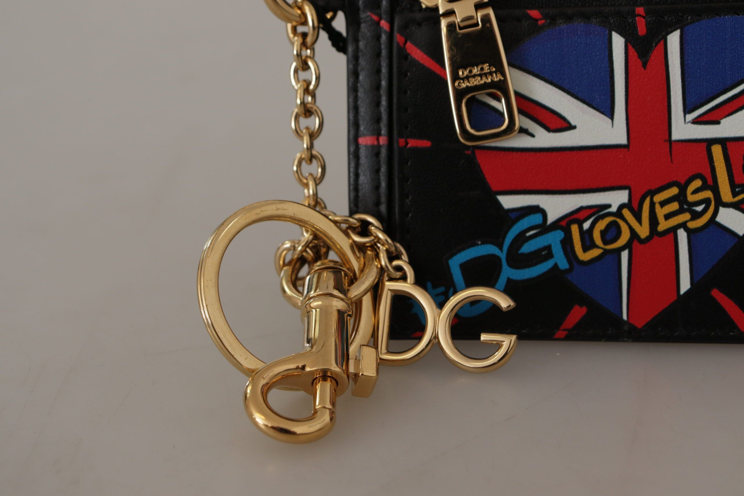 Black Leather #DGLovesLondon Keyring Cardholder Coin Case - ventzia