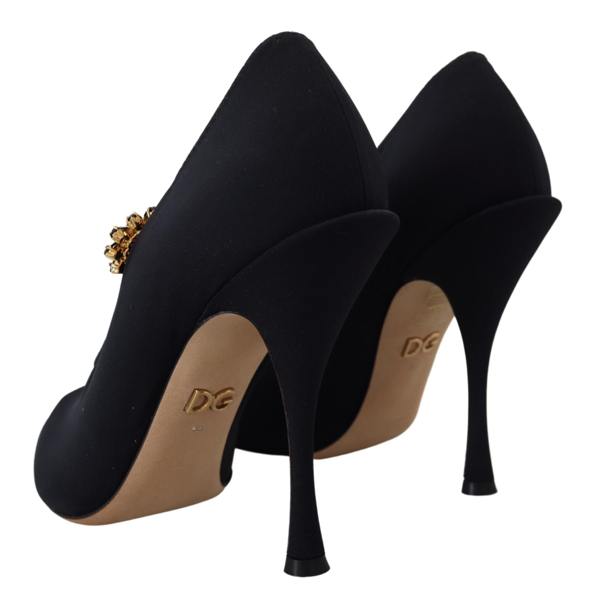 Black Socks Stretch Crystal Pumps Shoes - ventzia