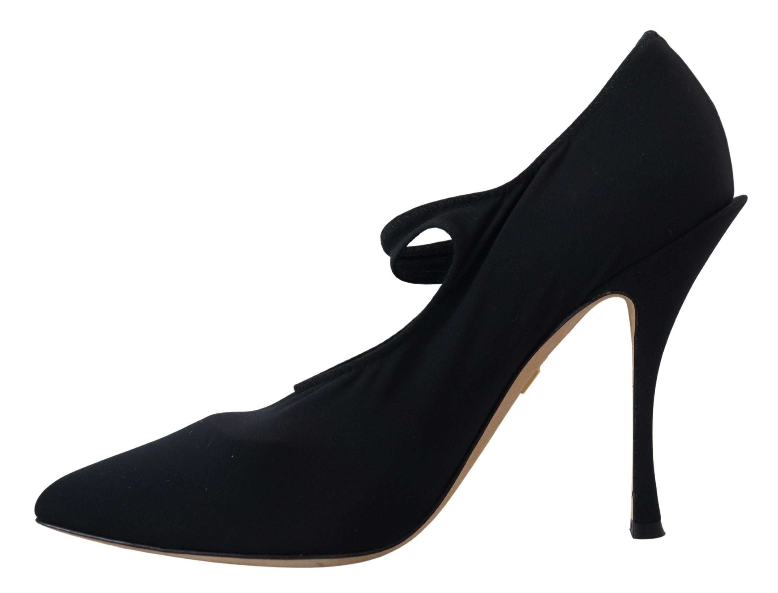 Black Socks Stretch Crystal Pumps Shoes - ventzia
