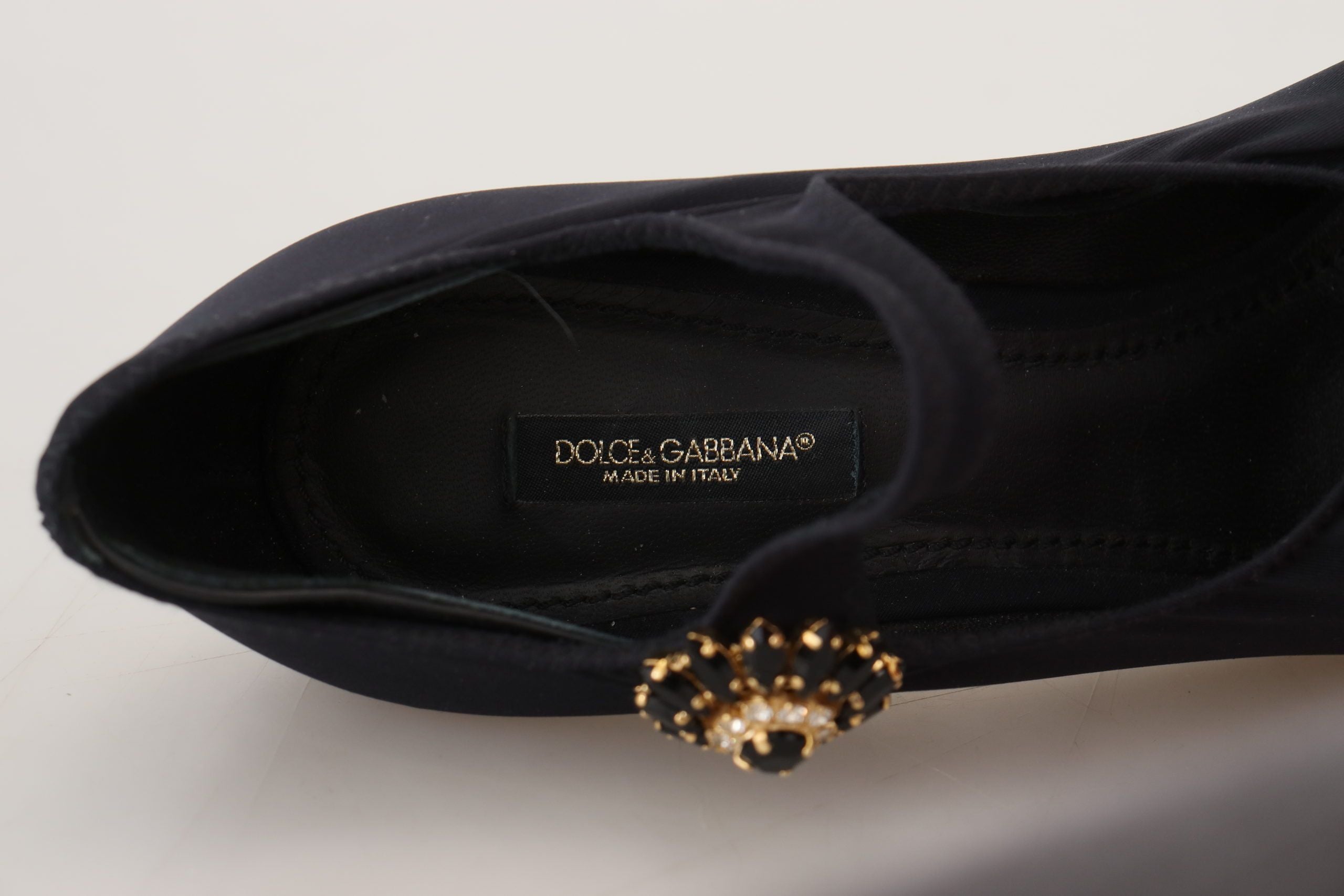 Black Socks Stretch Crystal Pumps Shoes - ventzia