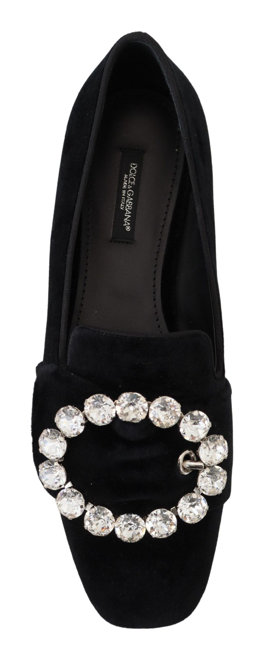 Black Velvet Crystals Loafers Flats Shoes - ventzia