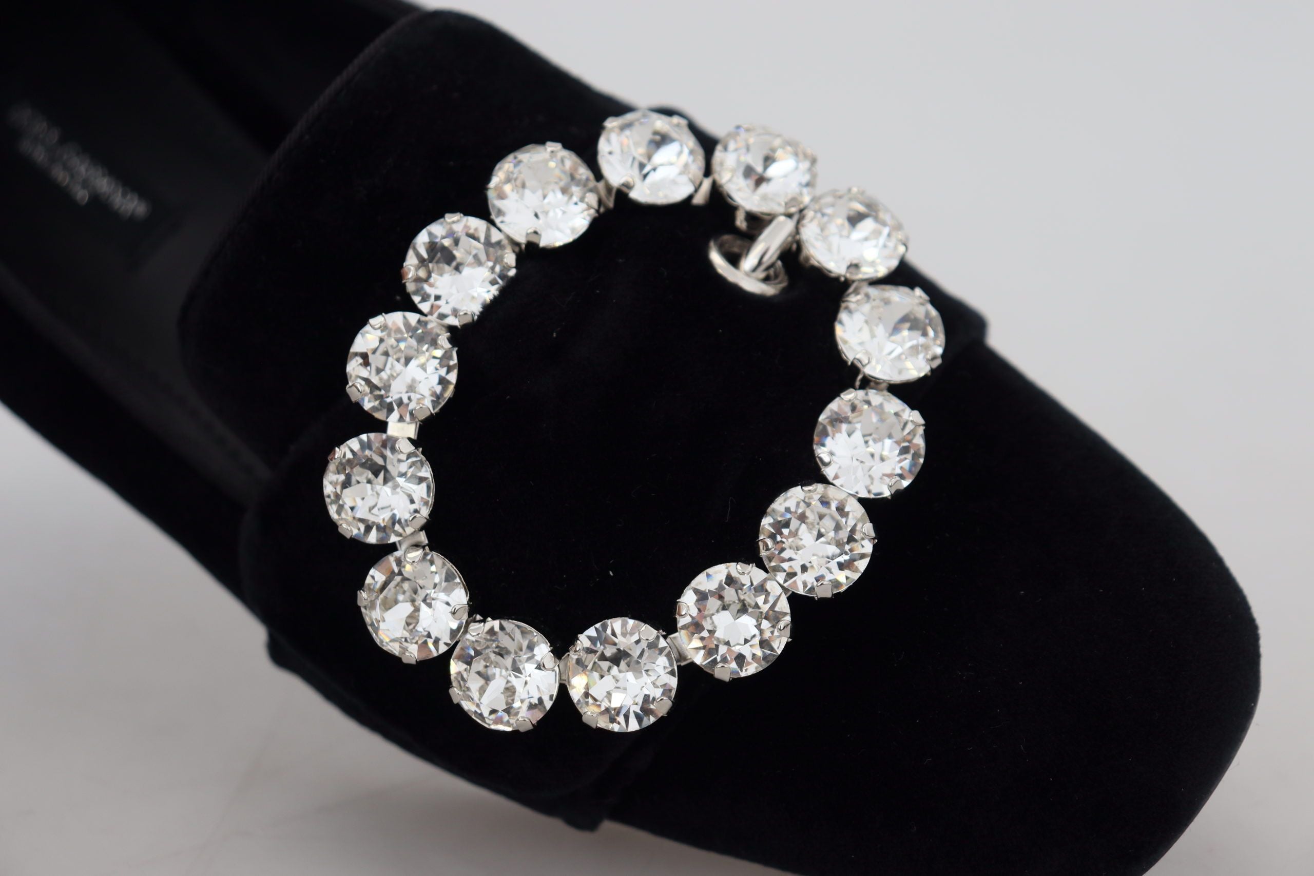 Black Velvet Crystals Loafers Flats Shoes - ventzia