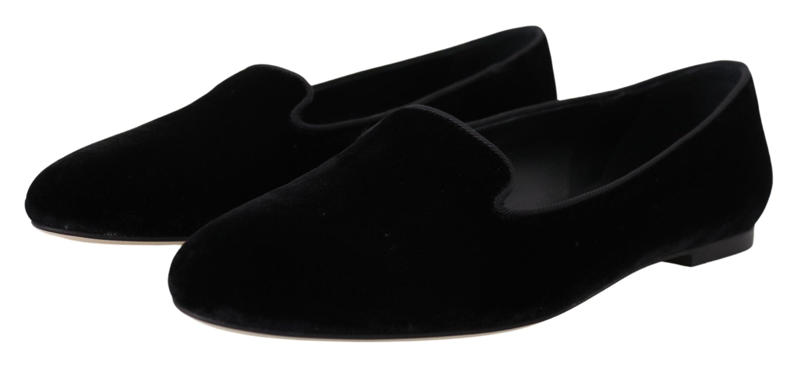 Black Velvet Slip Ons Loafers Flats Shoes - ventzia