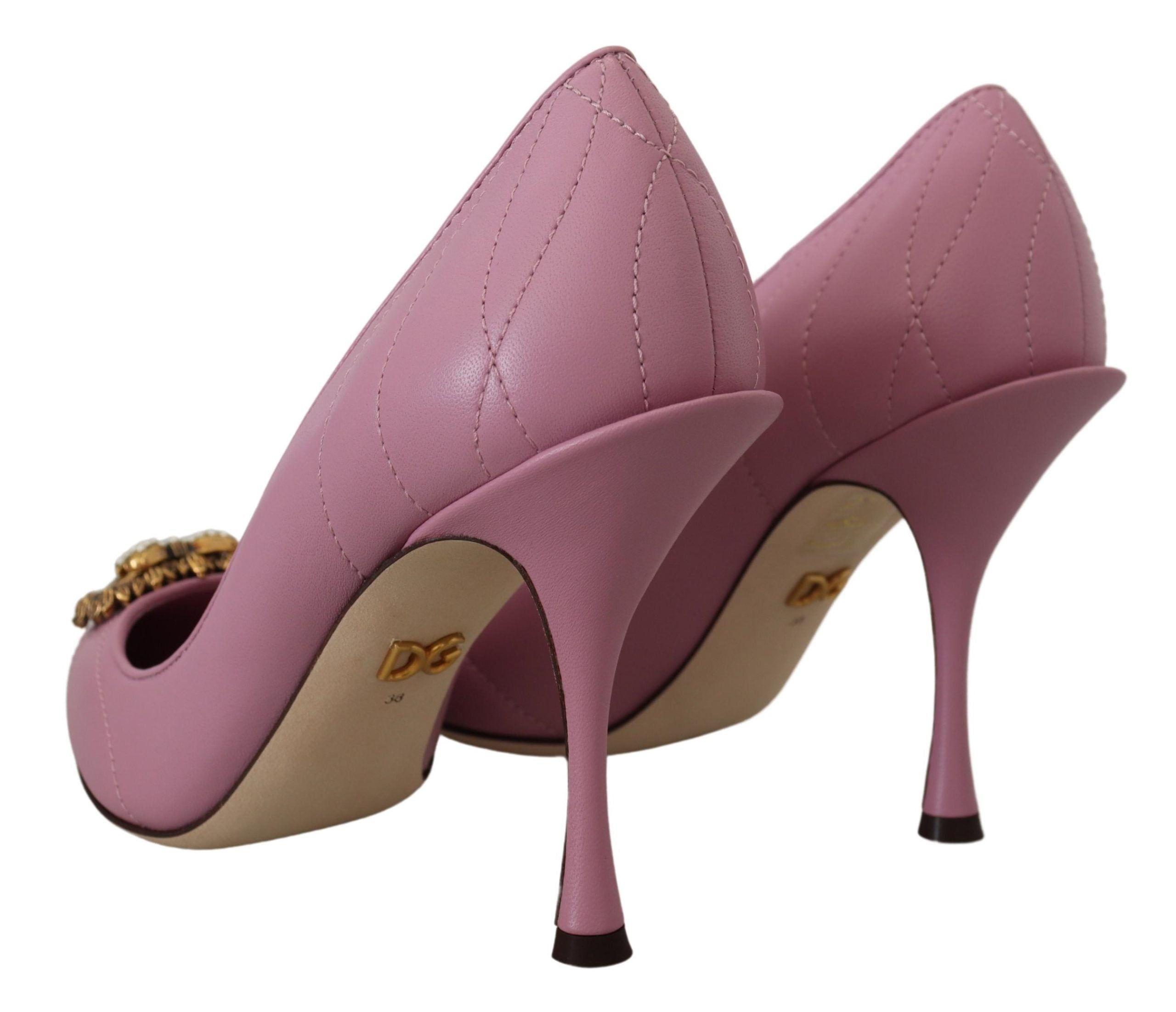Pink Leather Heart DEVOTION Heels Pumps Shoes - ventzia