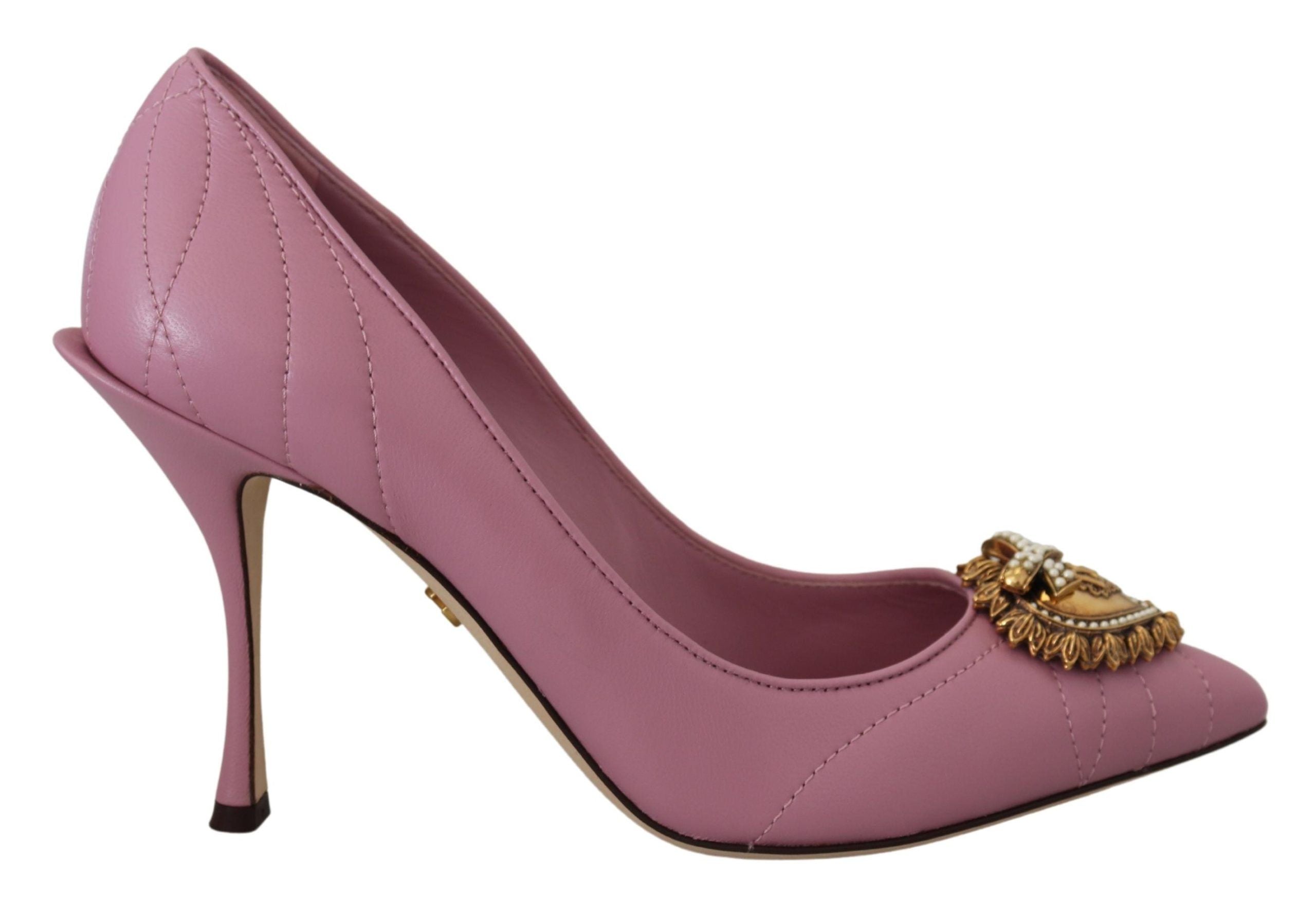 Pink Leather Heart DEVOTION Heels Pumps Shoes - ventzia