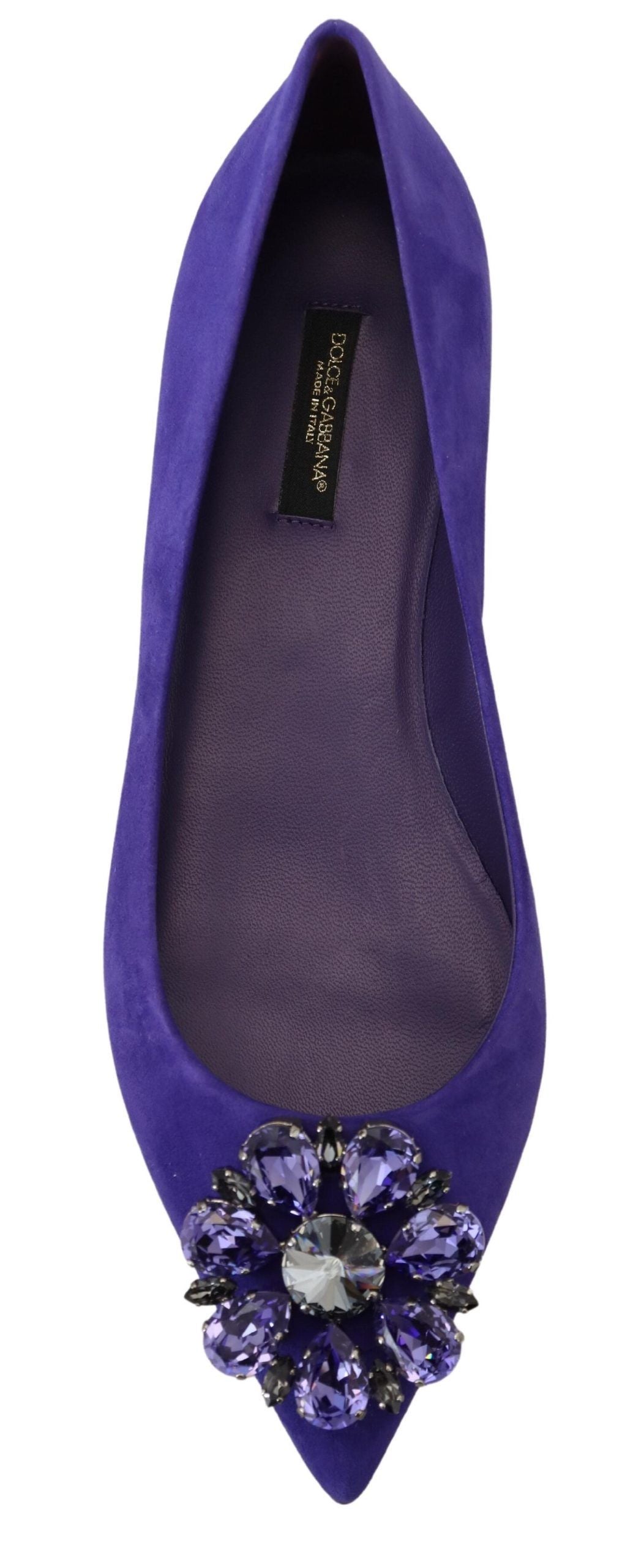 Purple Suede Crystals Loafers Flats Shoes - ventzia