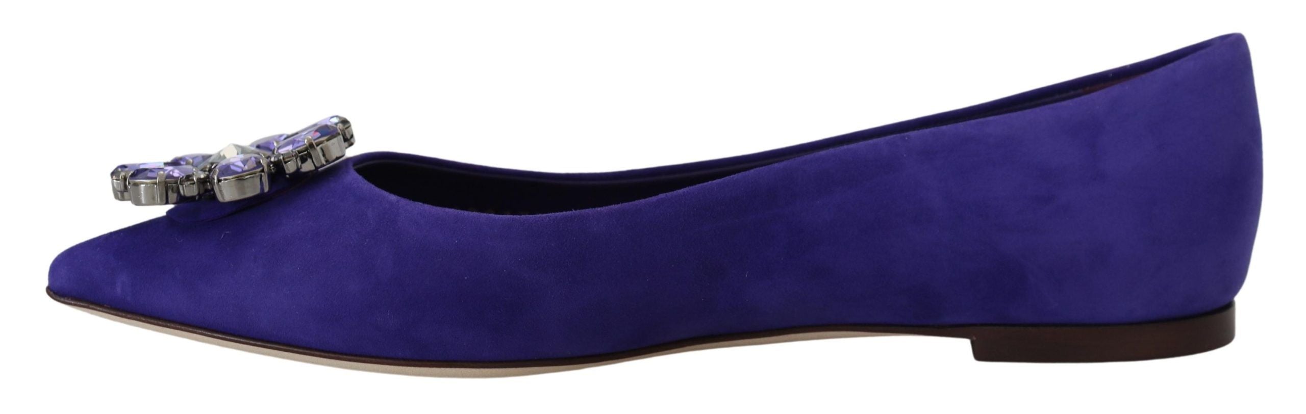 Purple Suede Crystals Loafers Flats Shoes - ventzia
