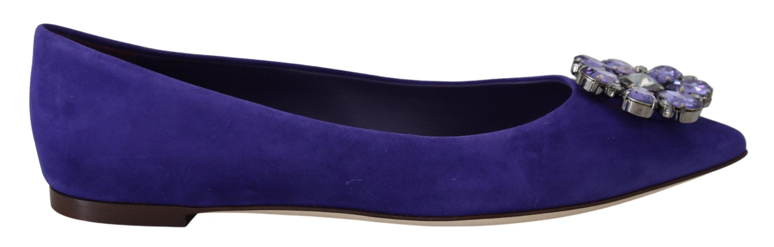 Purple Suede Crystals Loafers Flats Shoes - ventzia