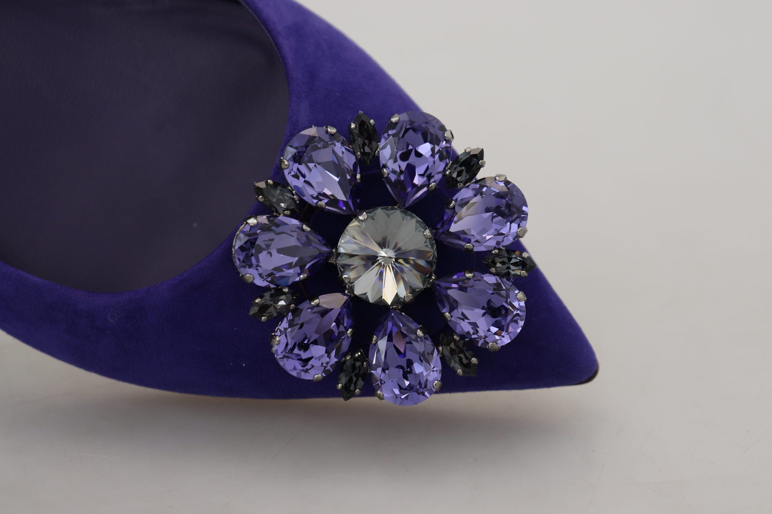 Purple Suede Crystals Loafers Flats Shoes - ventzia
