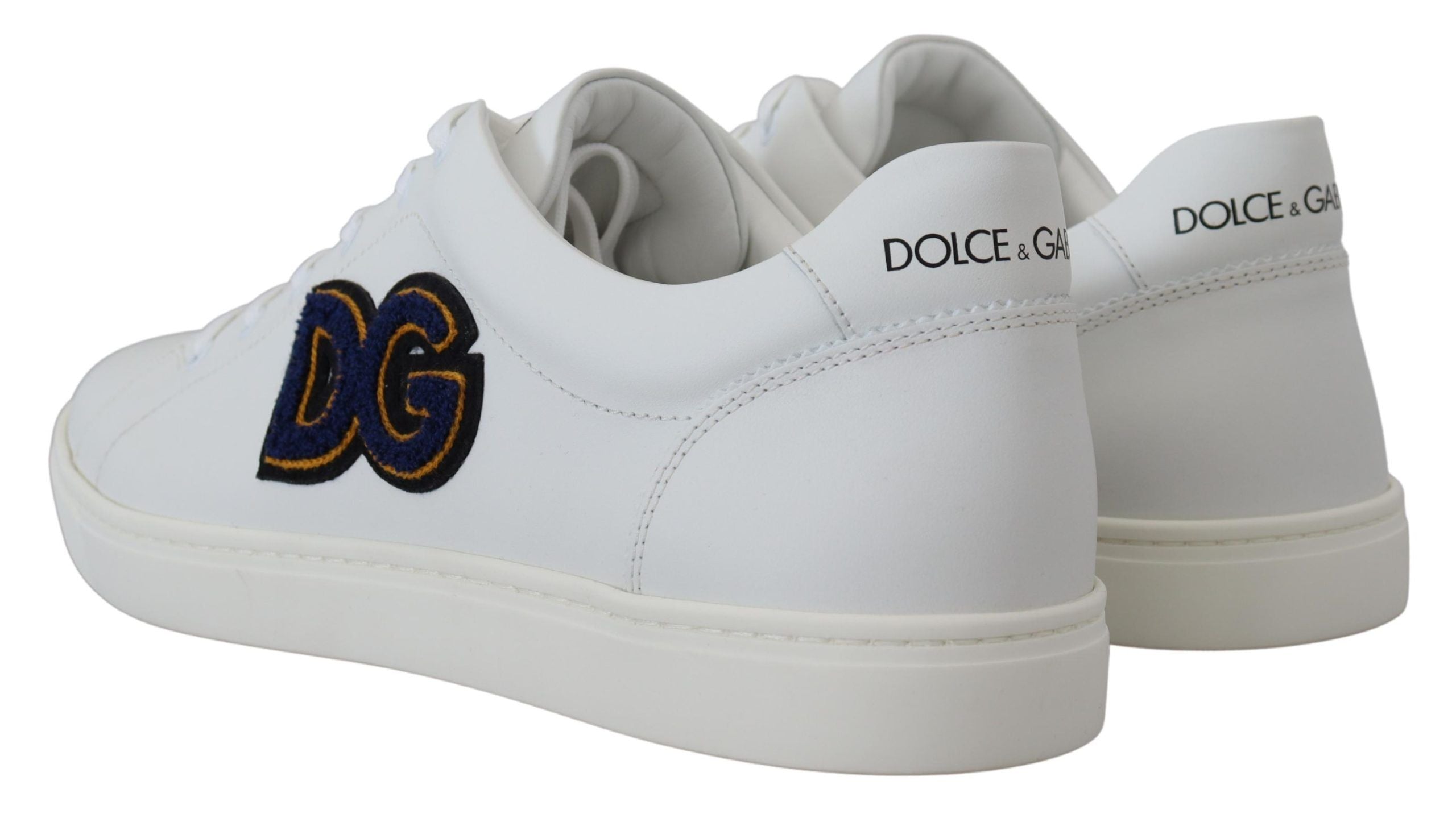 White Leather DG Logo Casual Sneakers Shoes - ventzia