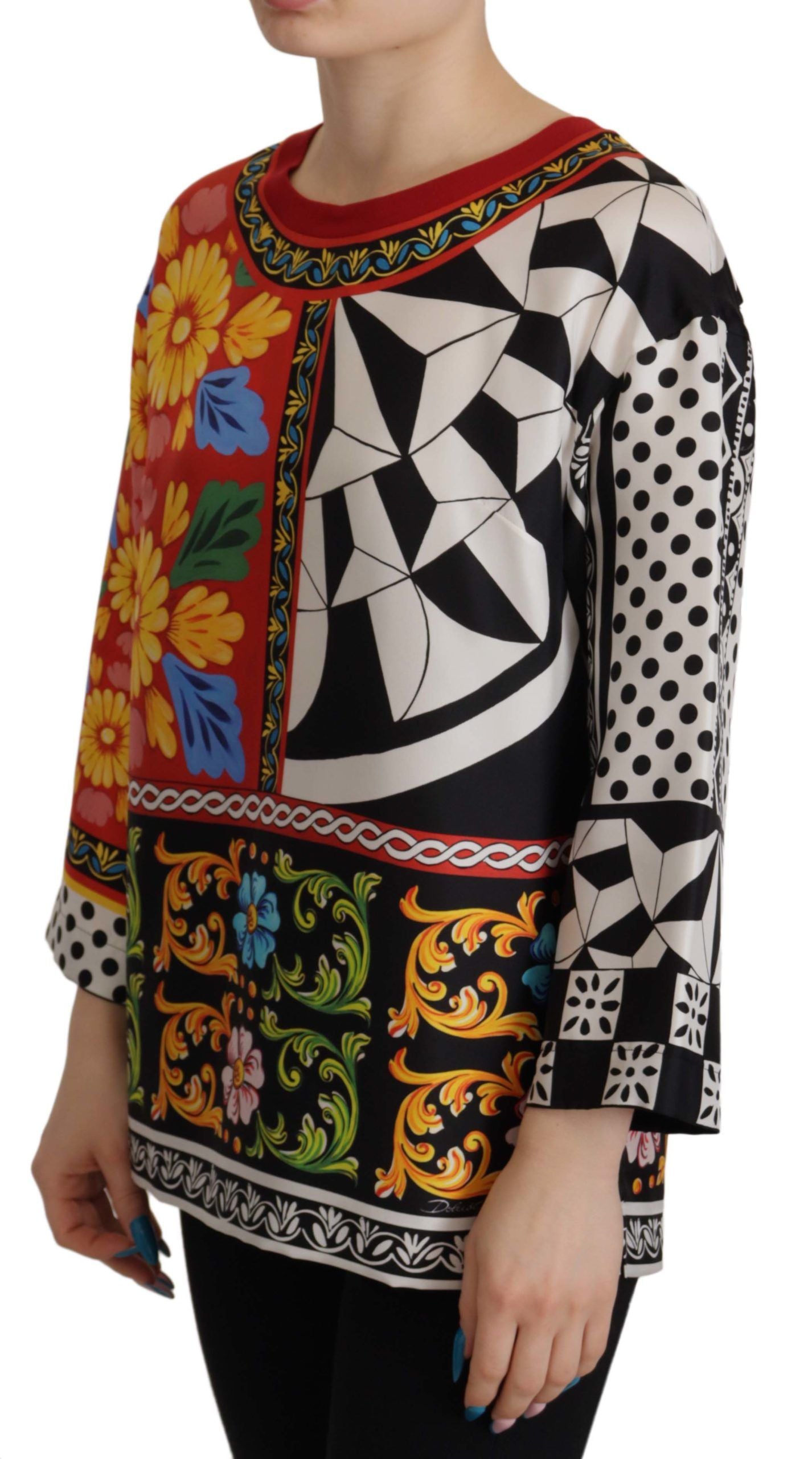 Multicolor Printed Baroque Loose Long Sleeve - ventzia