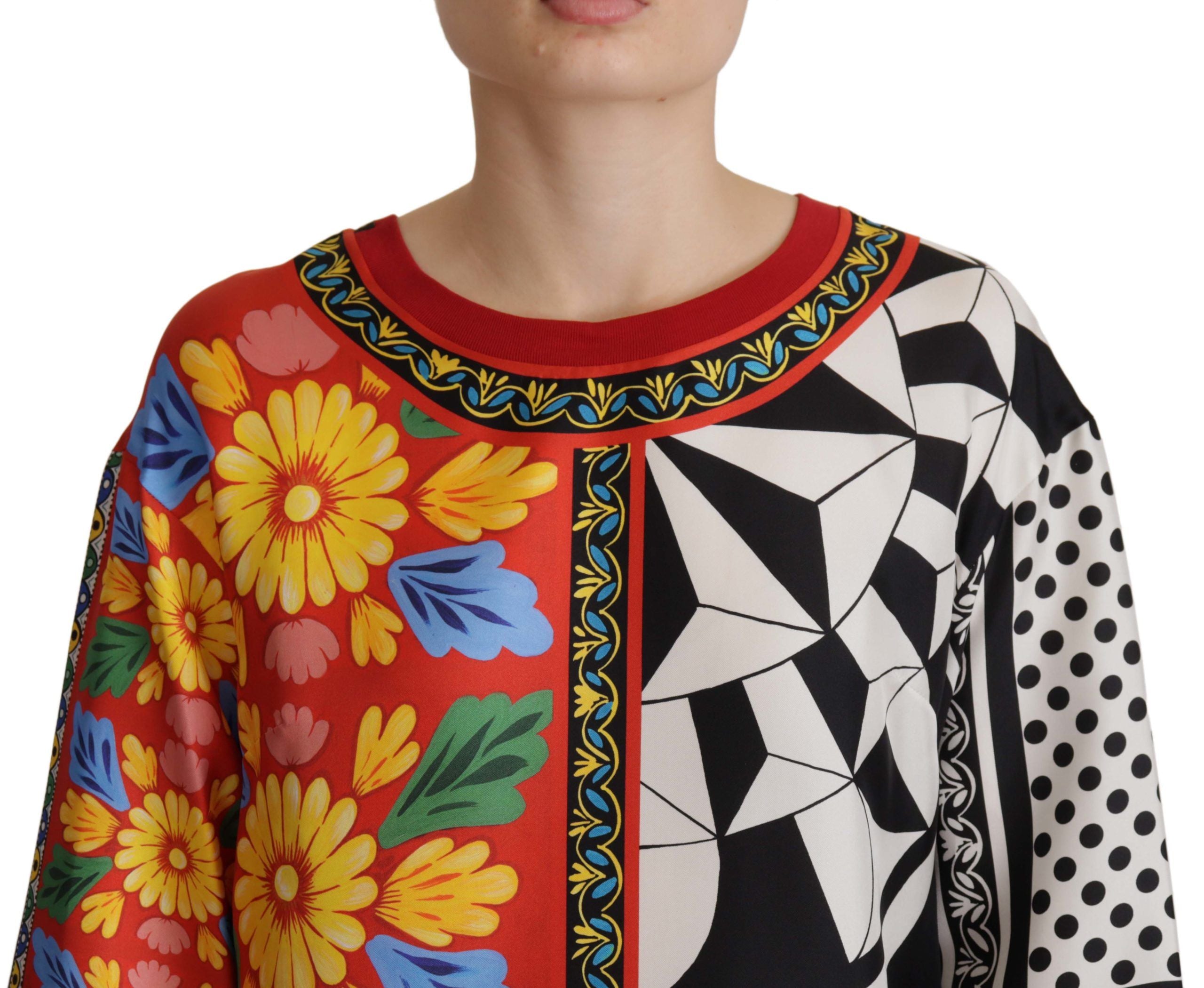 Multicolor Printed Baroque Loose Long Sleeve - ventzia