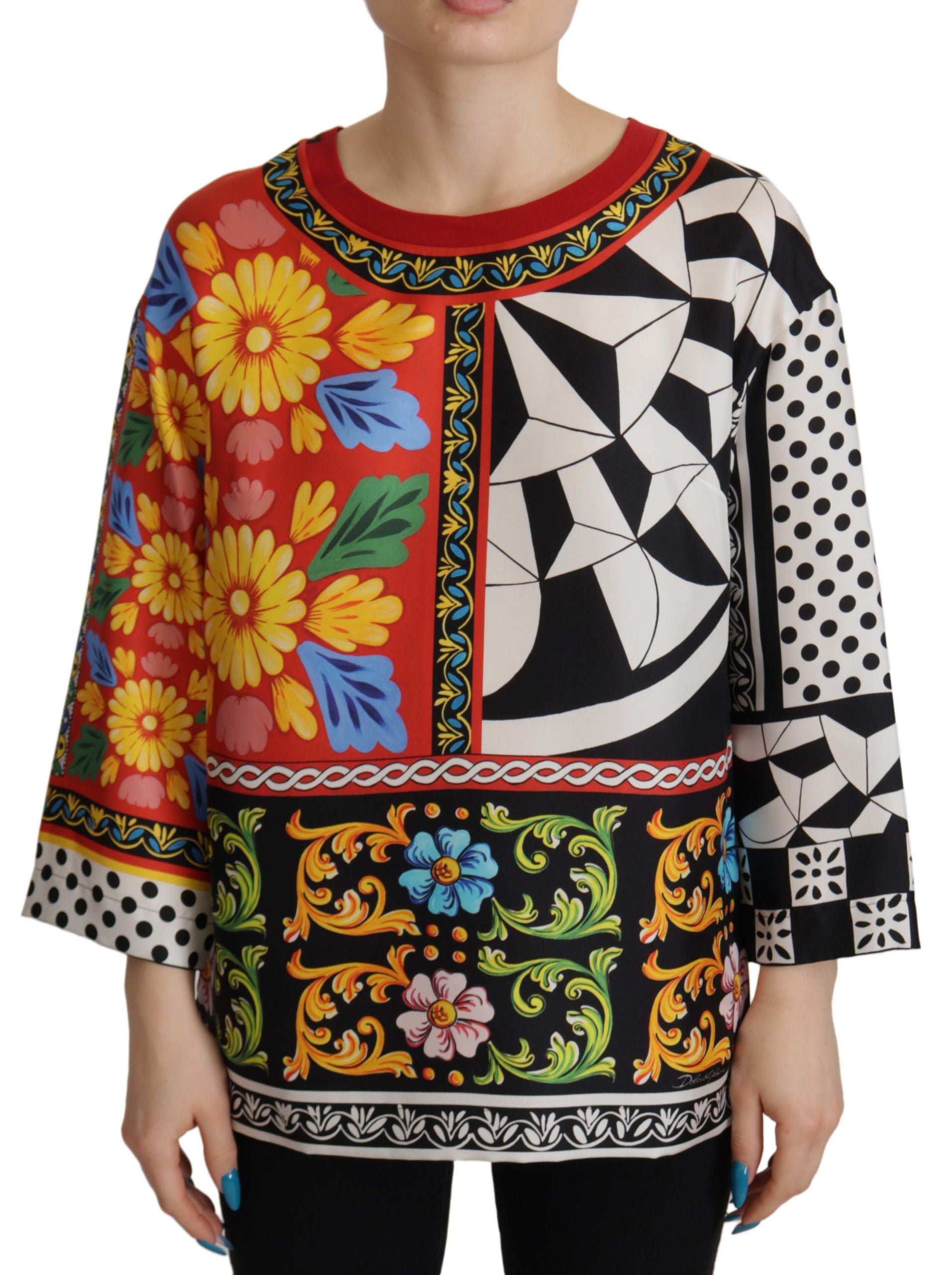Multicolor Printed Baroque Loose Long Sleeve - ventzia