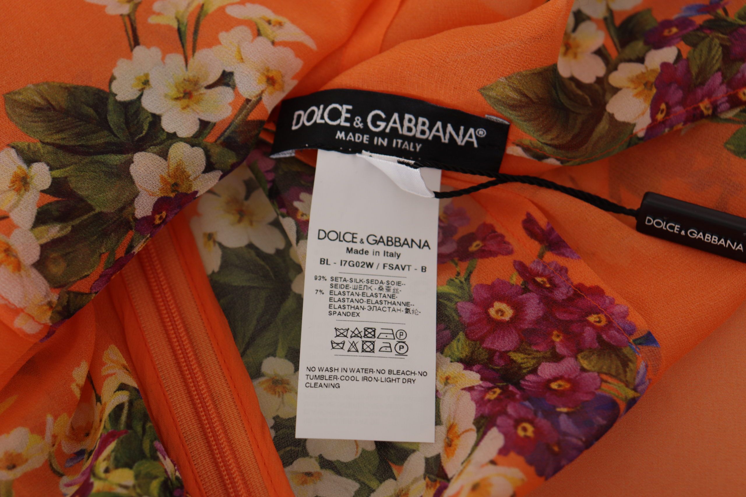 Orange Floral Print Long Sleeve Blouse - ventzia