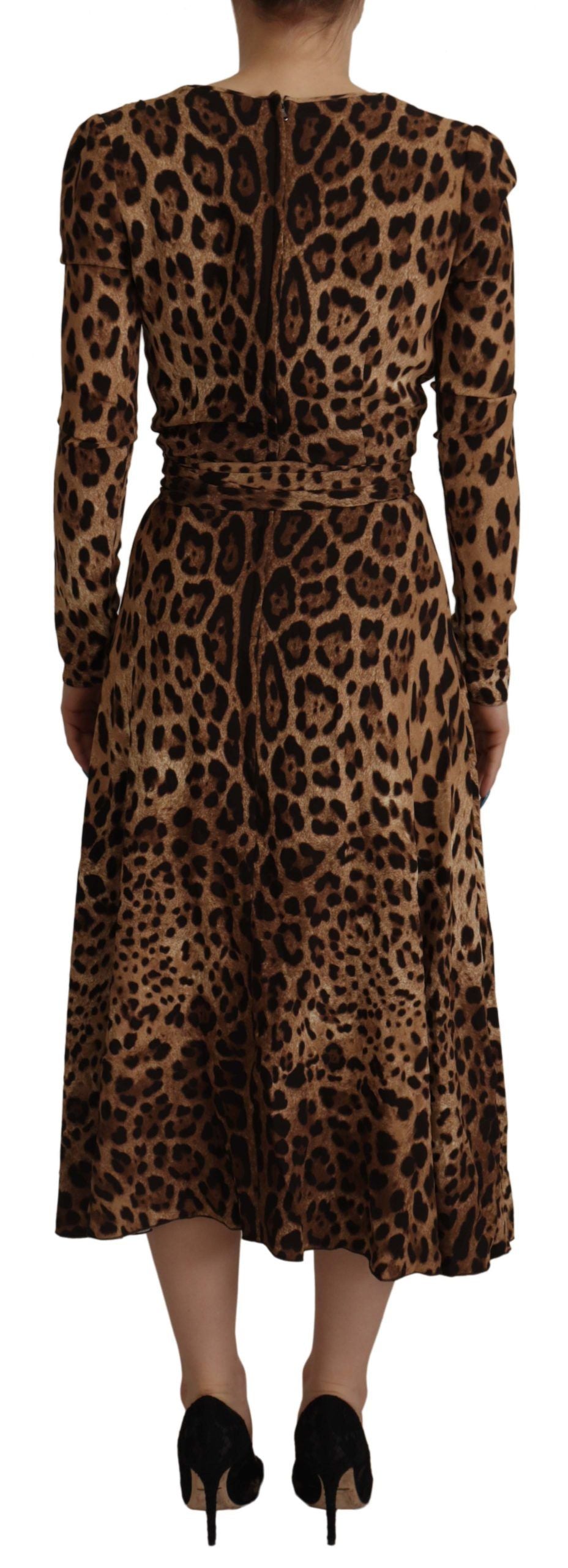 Brown Leopard Wrap A-line Maxi Viscose Dress - ventzia