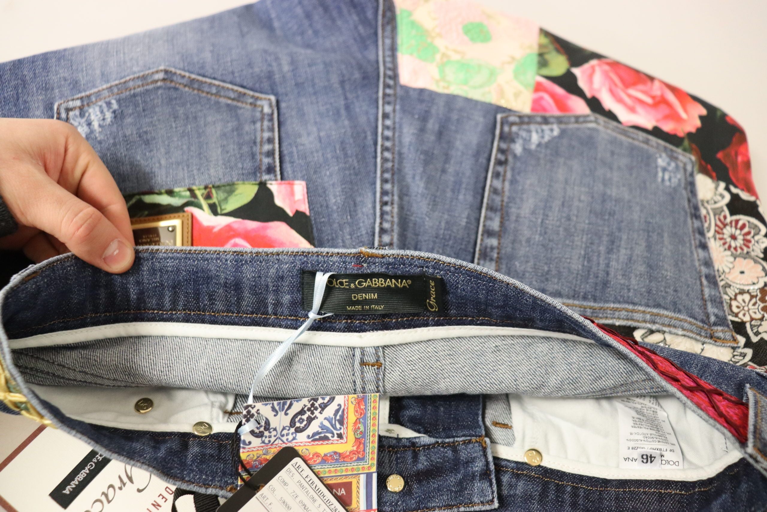 Blue Patchwork High Waist Denim Jeans - ventzia