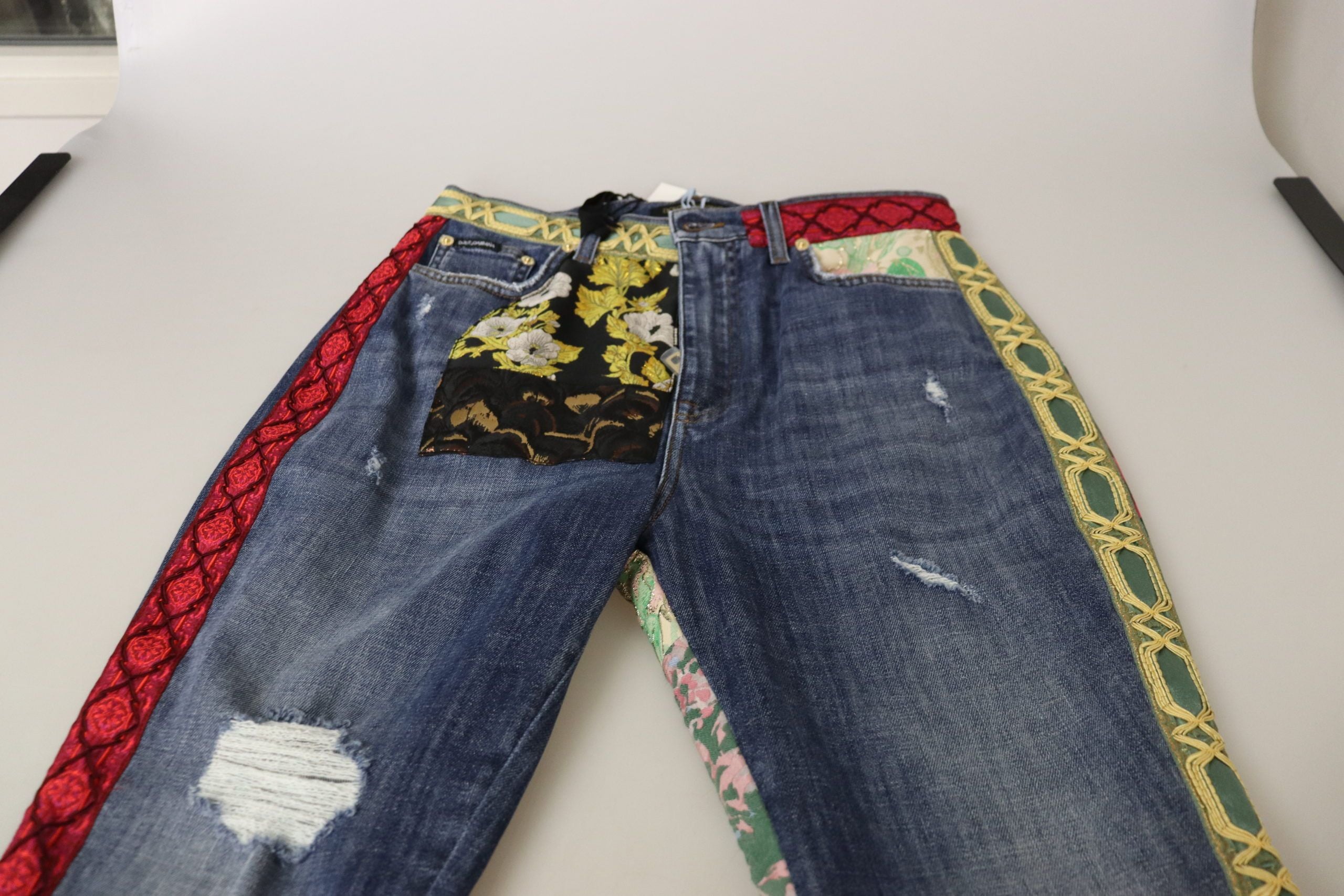 Blue Patchwork High Waist Denim Jeans - ventzia