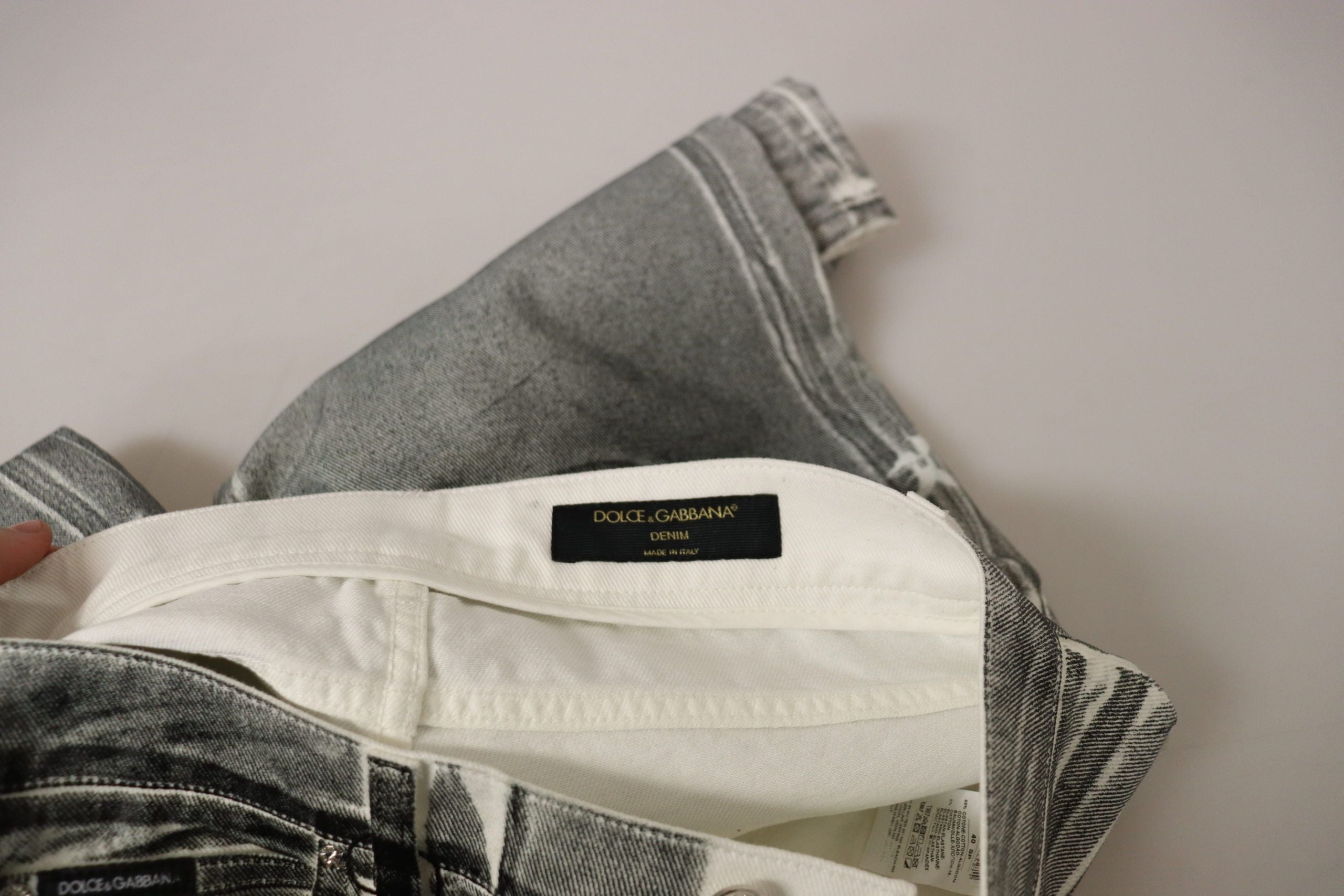 Grey Washed High Waist Denim Pants Cotton Jeans - ventzia