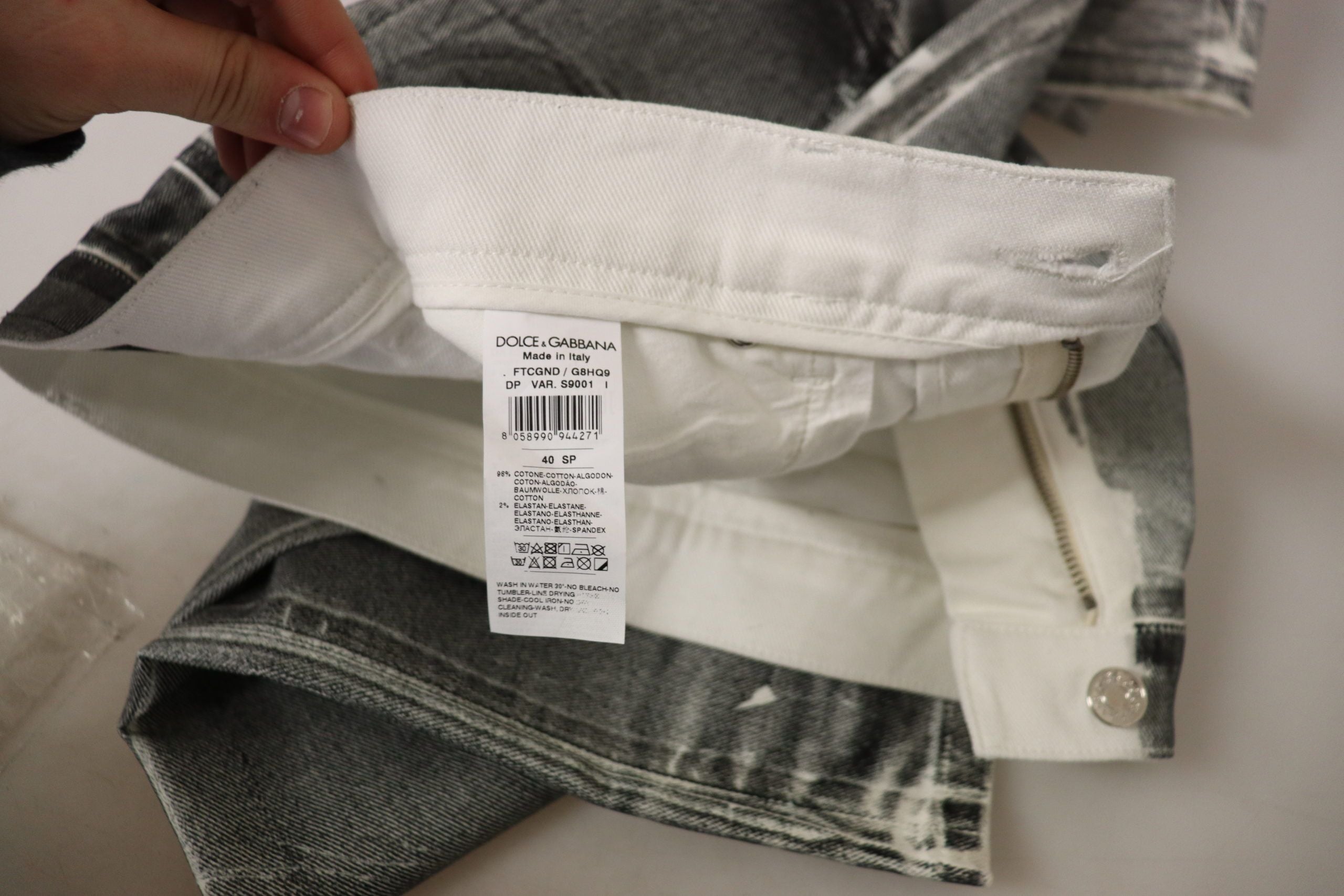 Grey Washed High Waist Denim Pants Cotton Jeans - ventzia