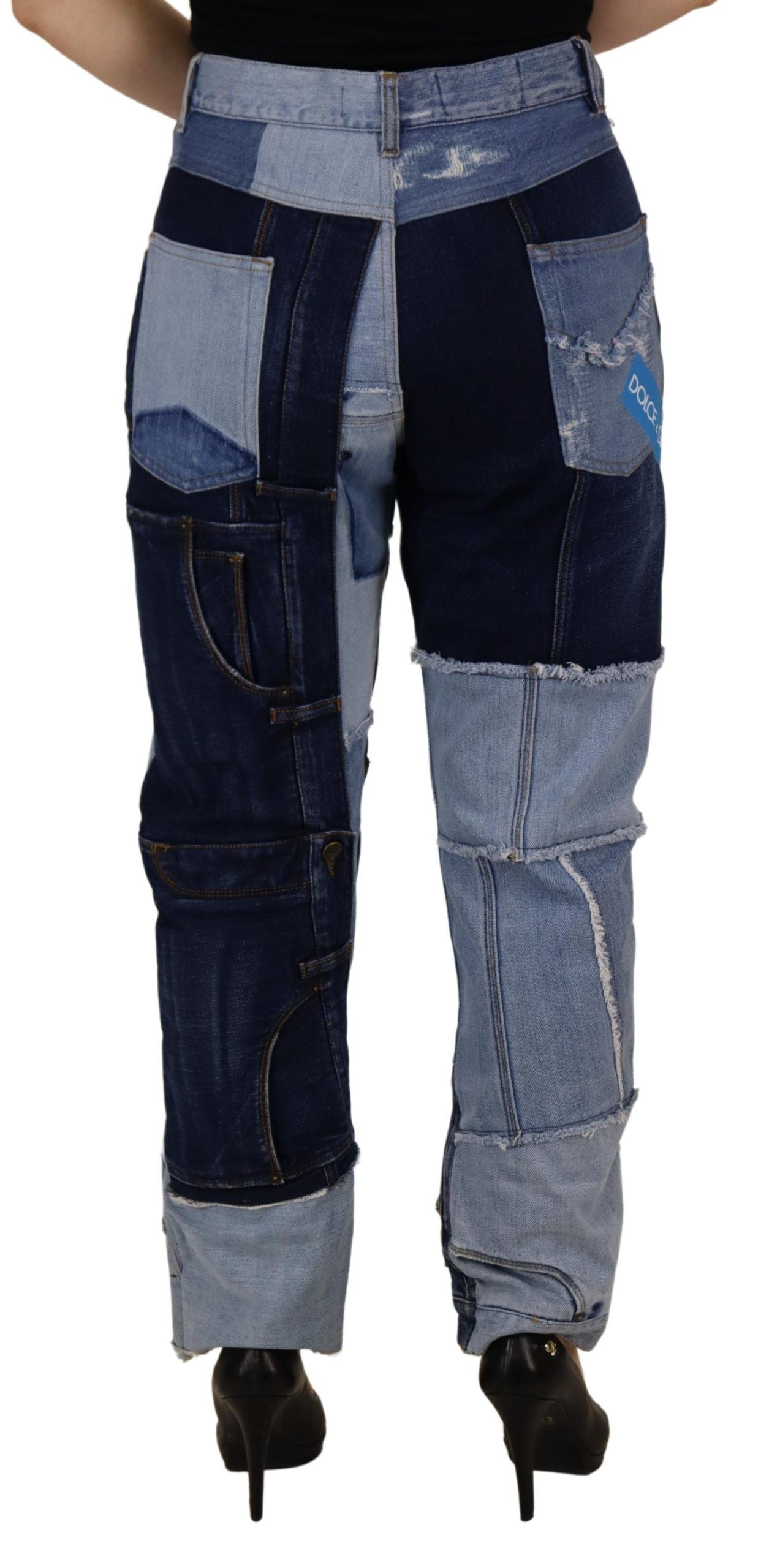 Multicolor Patchwork High Waist Denim Jeans - ventzia
