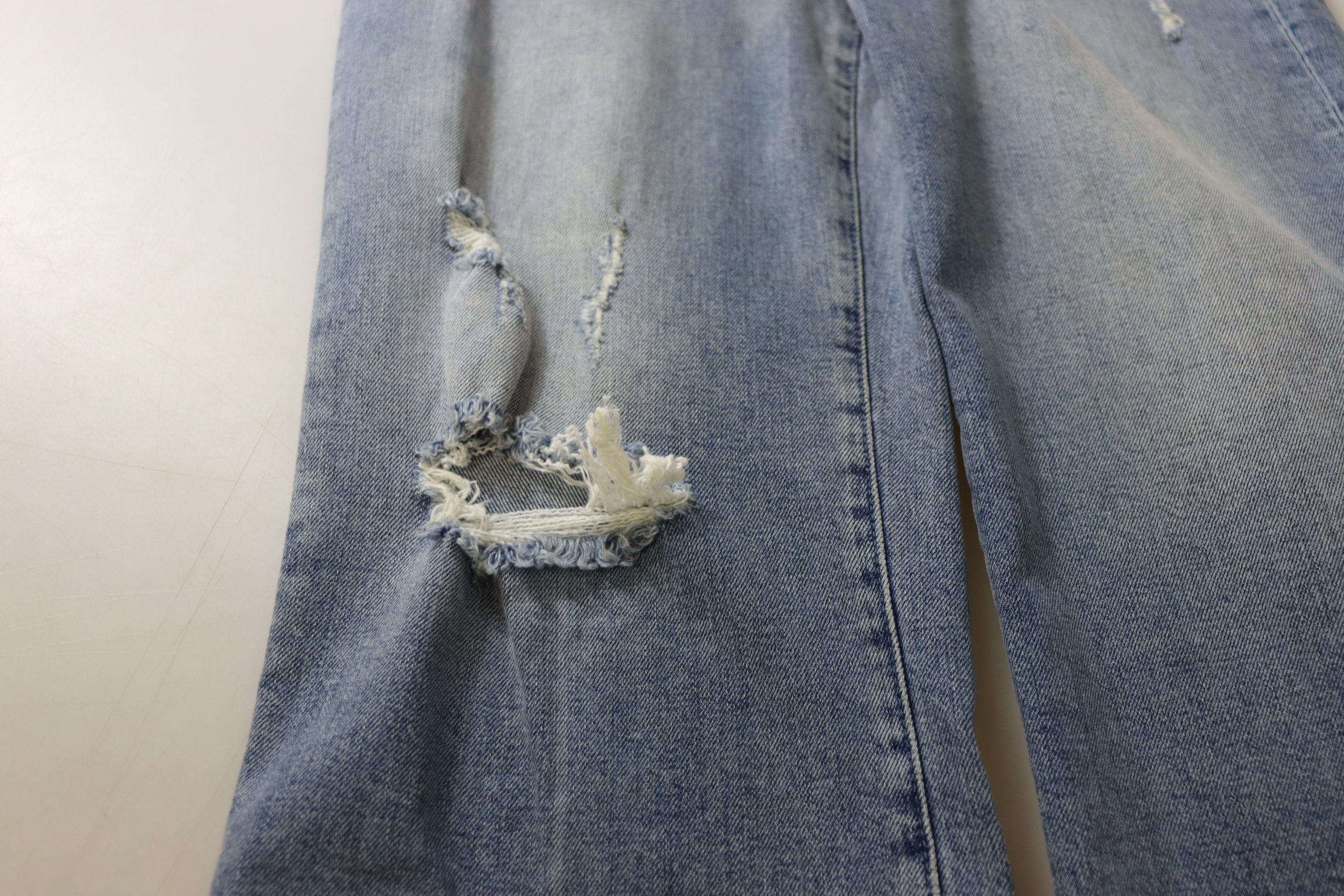 Blue Washed High Waist Cropped Denim Jeans - ventzia