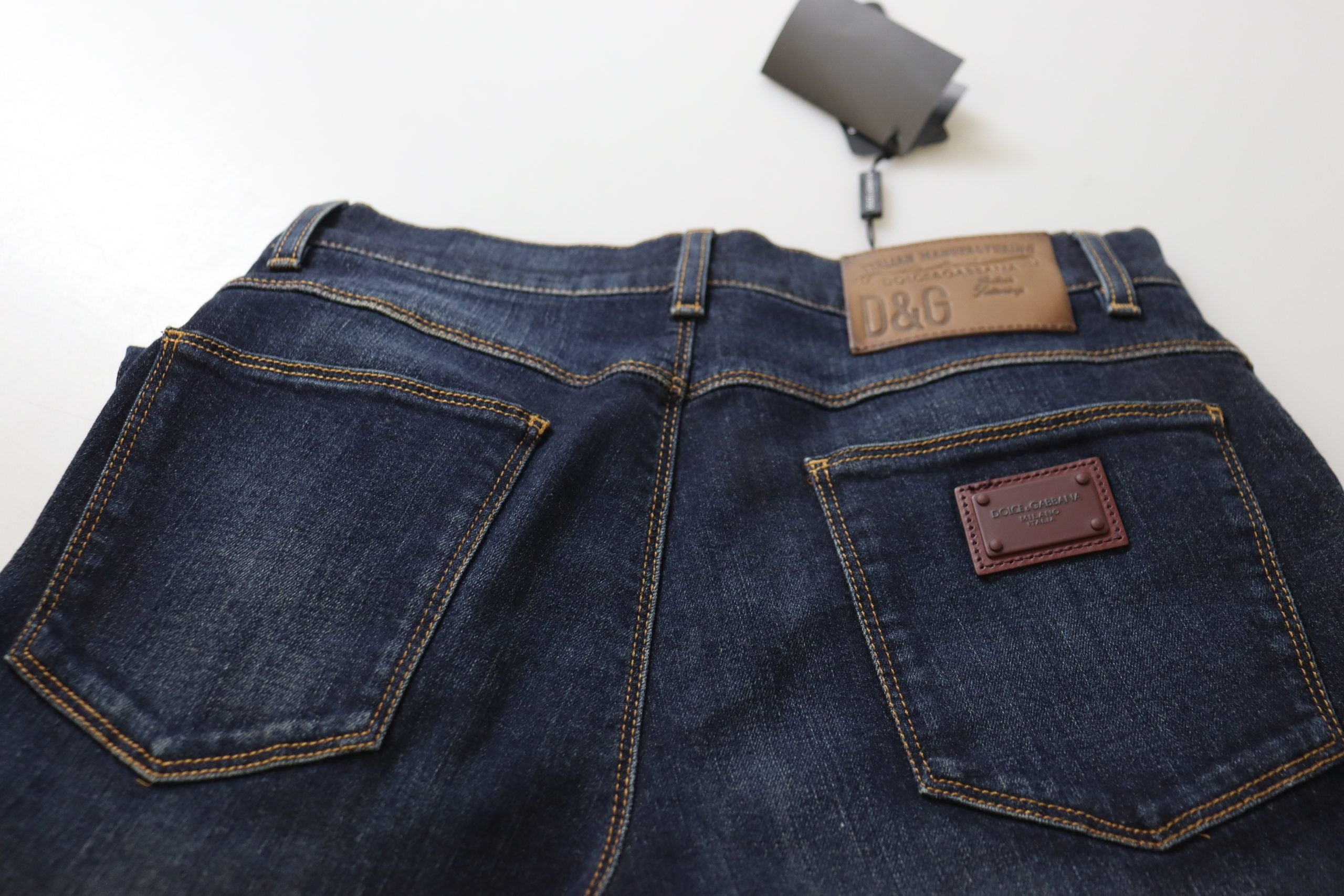 Blue Cotton High Waist Skinny Denim Jeans - ventzia