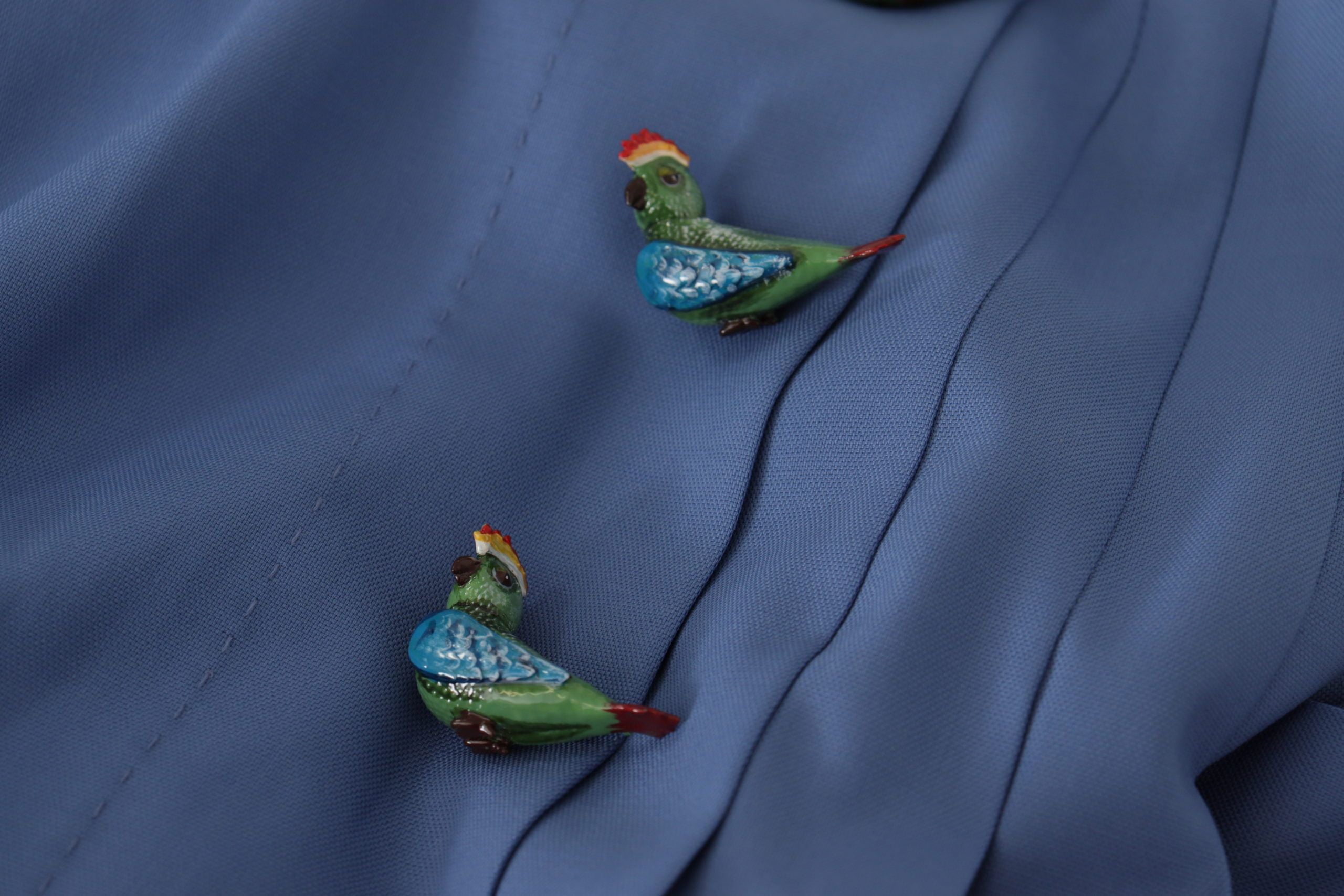 Blue Embellished Pleated Mini Skirt Wool - ventzia