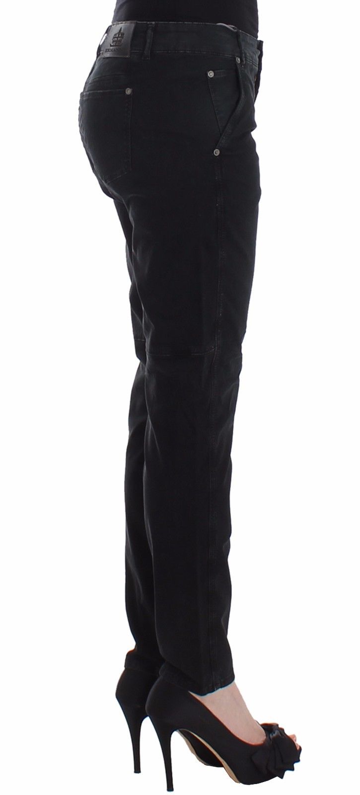 Sleek Black Slim Leg Designer Jeans - ventzia