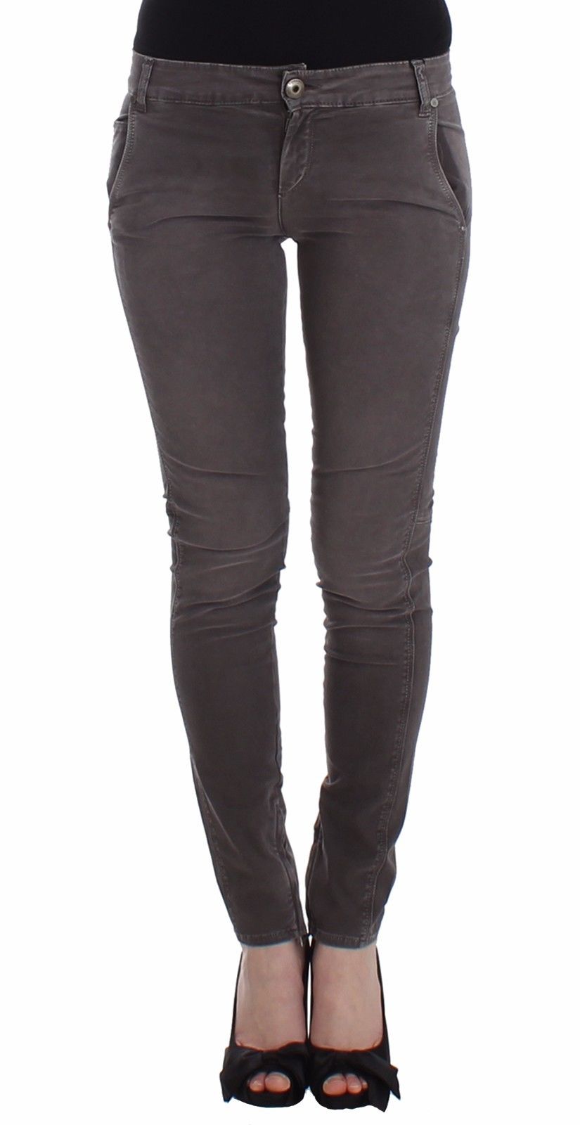 Chic Gray Slim Leg Jeans - Elegance Meets Comfort - ventzia