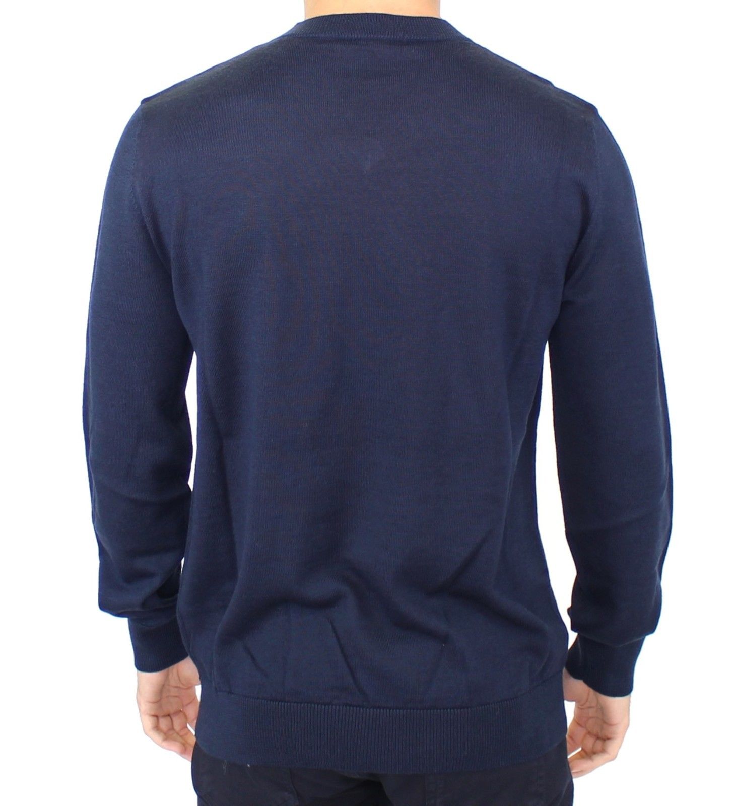 Elegant Blue V-Neck Wool Blend Pullover - ventzia