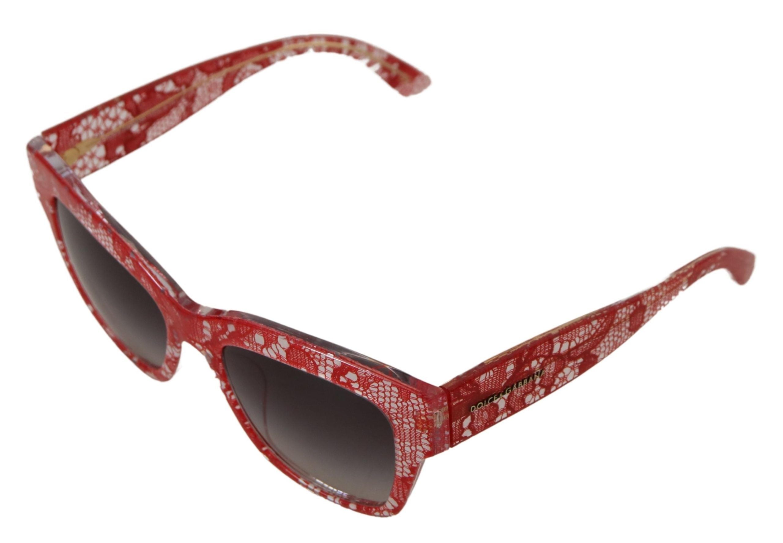 Red Lace Acetate Rectangle Shades DG4231F Sunglasses - ventzia
