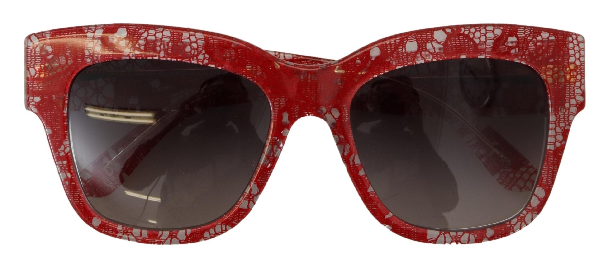 Red Lace Acetate Rectangle Shades DG4231F Sunglasses - ventzia