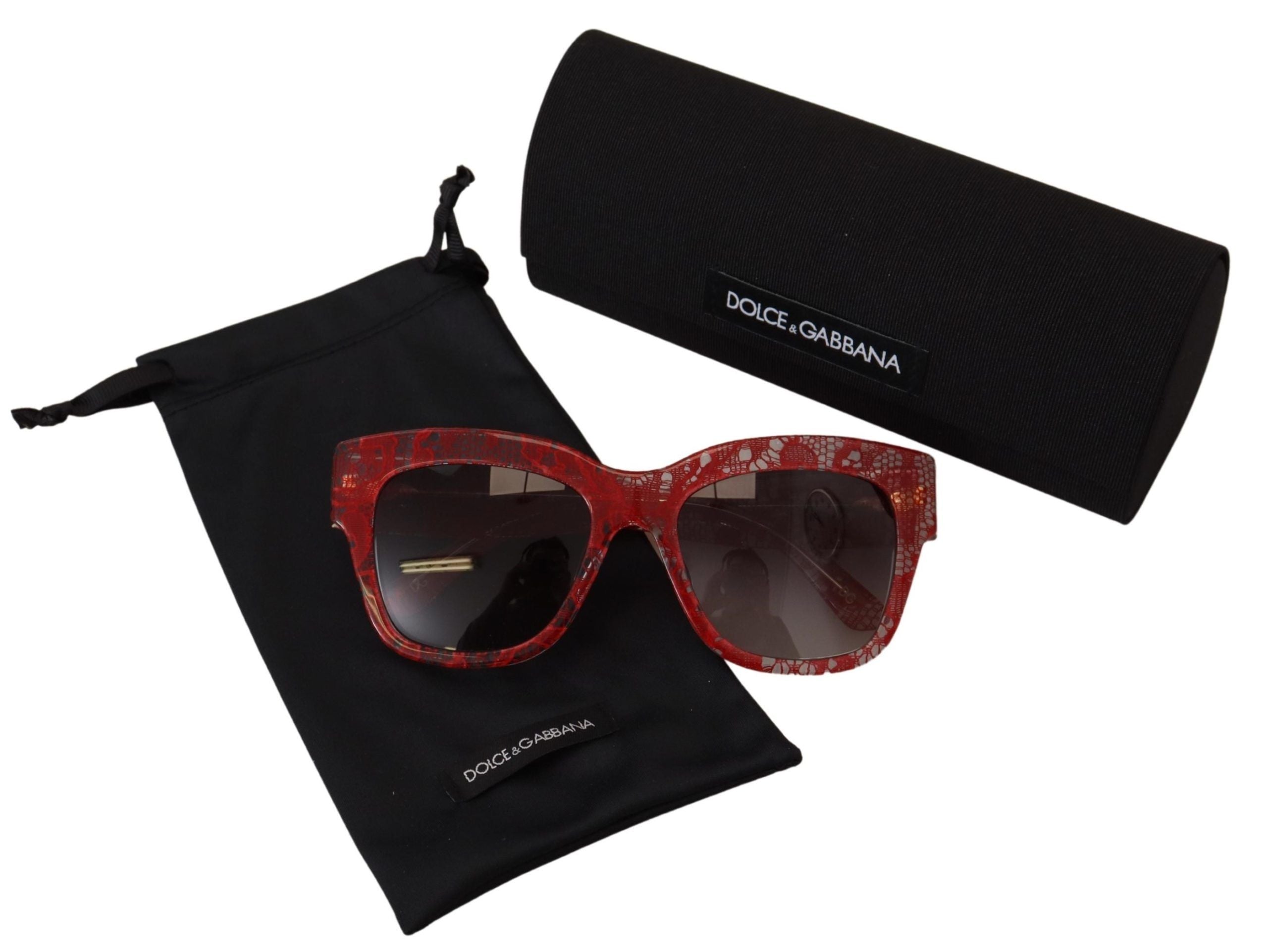 Red Lace Acetate Rectangle Shades DG4231F Sunglasses - ventzia