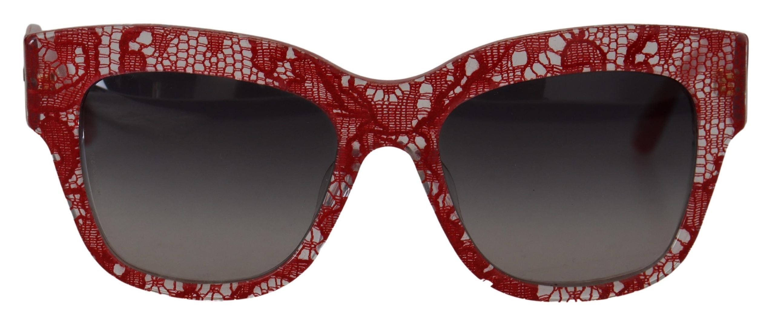 Red Lace Acetate Rectangle Shades DG4231F Sunglasses - ventzia