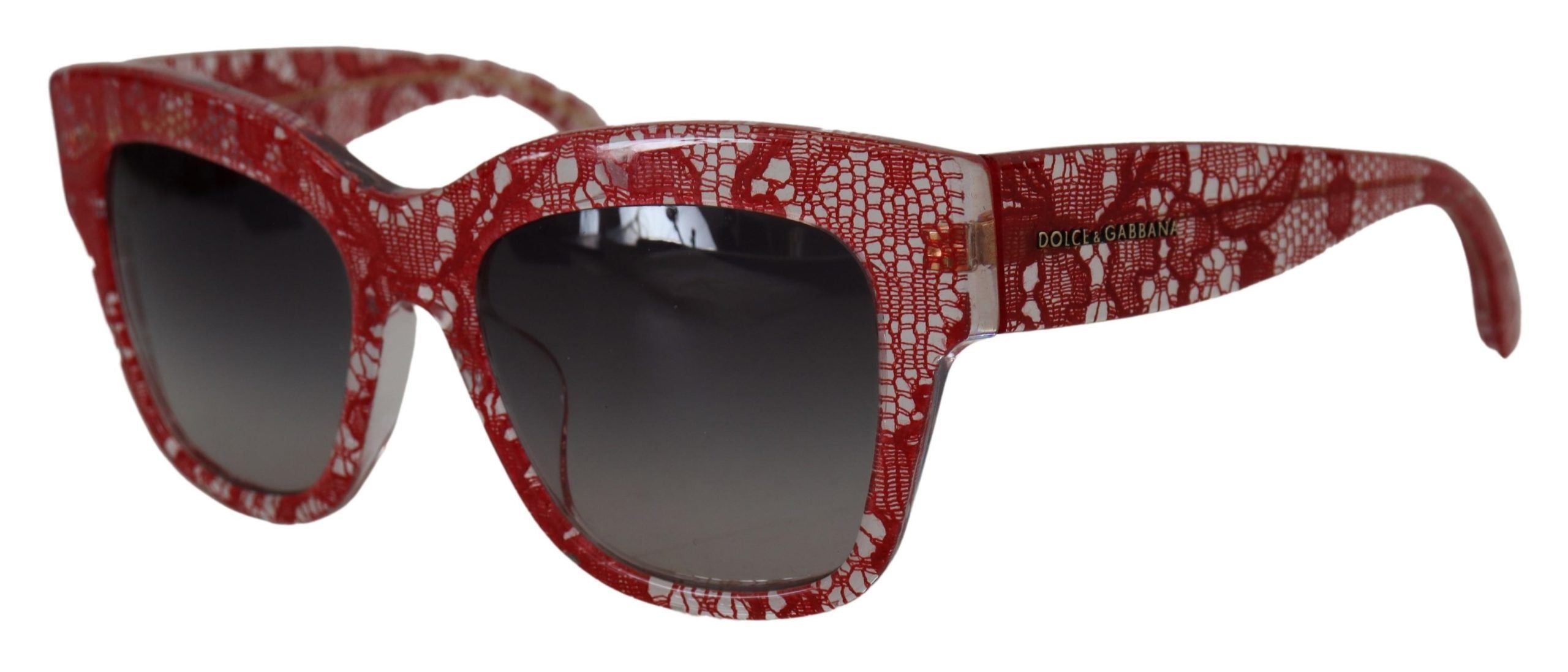 Red Lace Acetate Rectangle Shades DG4231F Sunglasses - ventzia