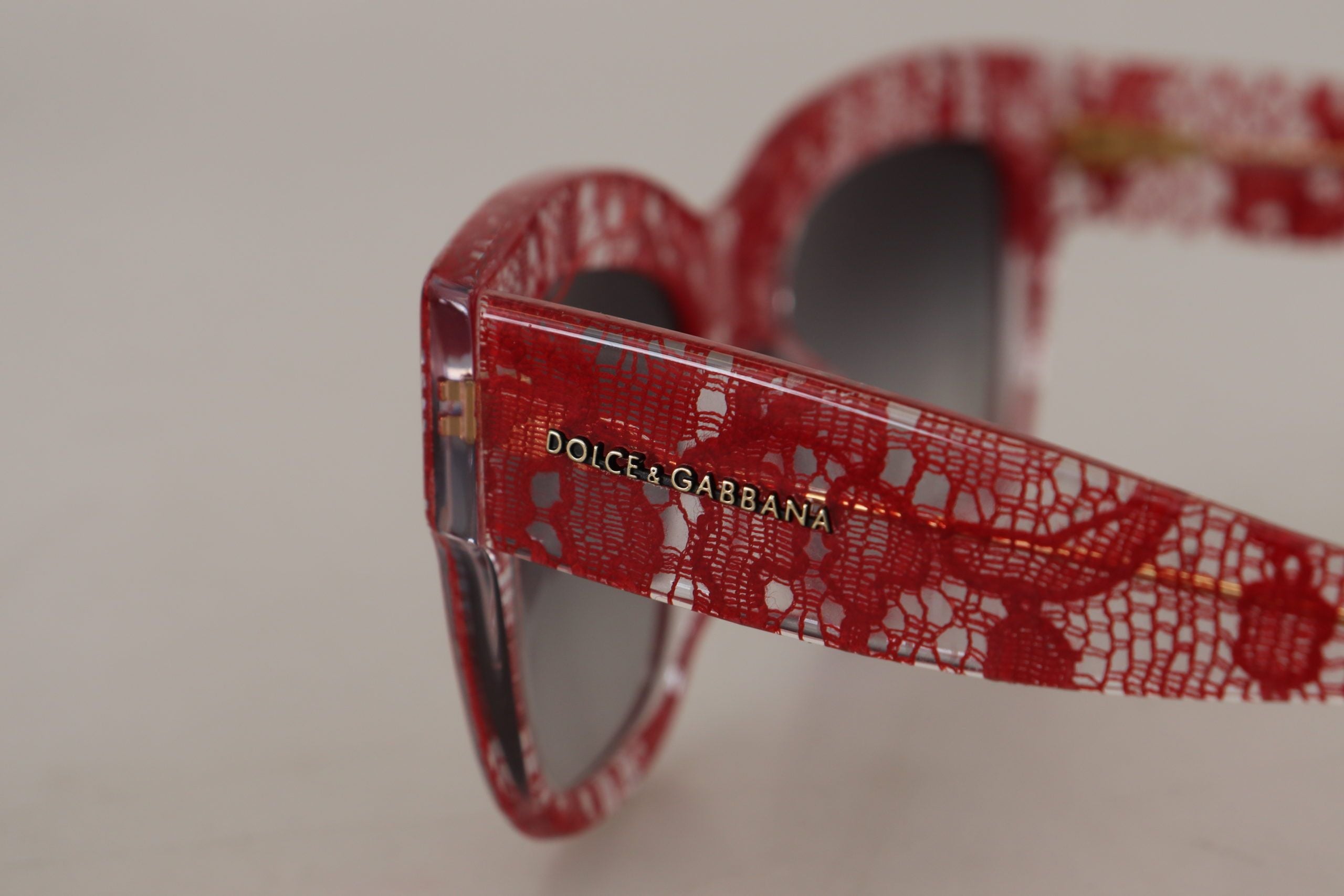 Red Lace Acetate Rectangle Shades DG4231F Sunglasses - ventzia