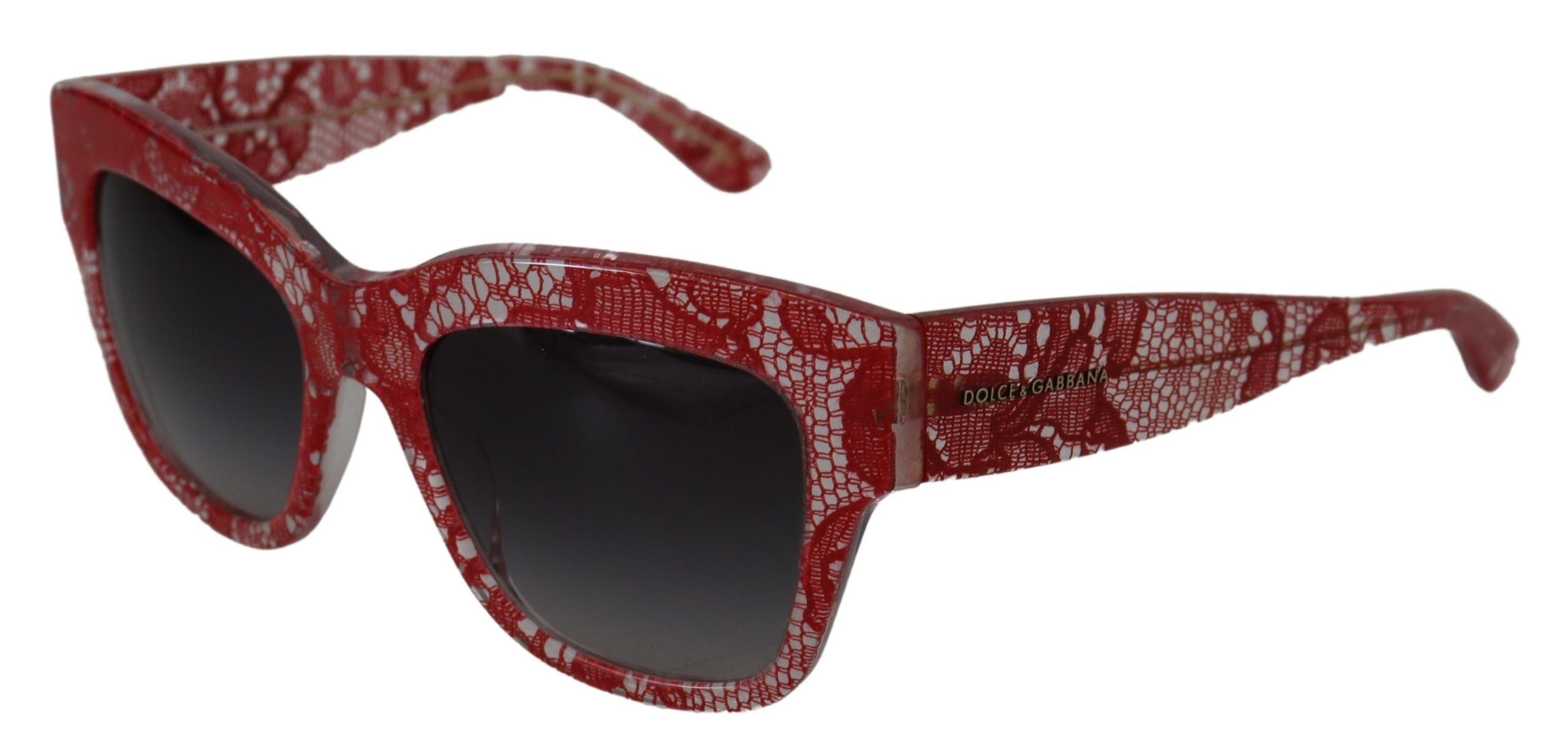 Red Lace Acetate Rectangle Shades DG4231Sunglasses - ventzia