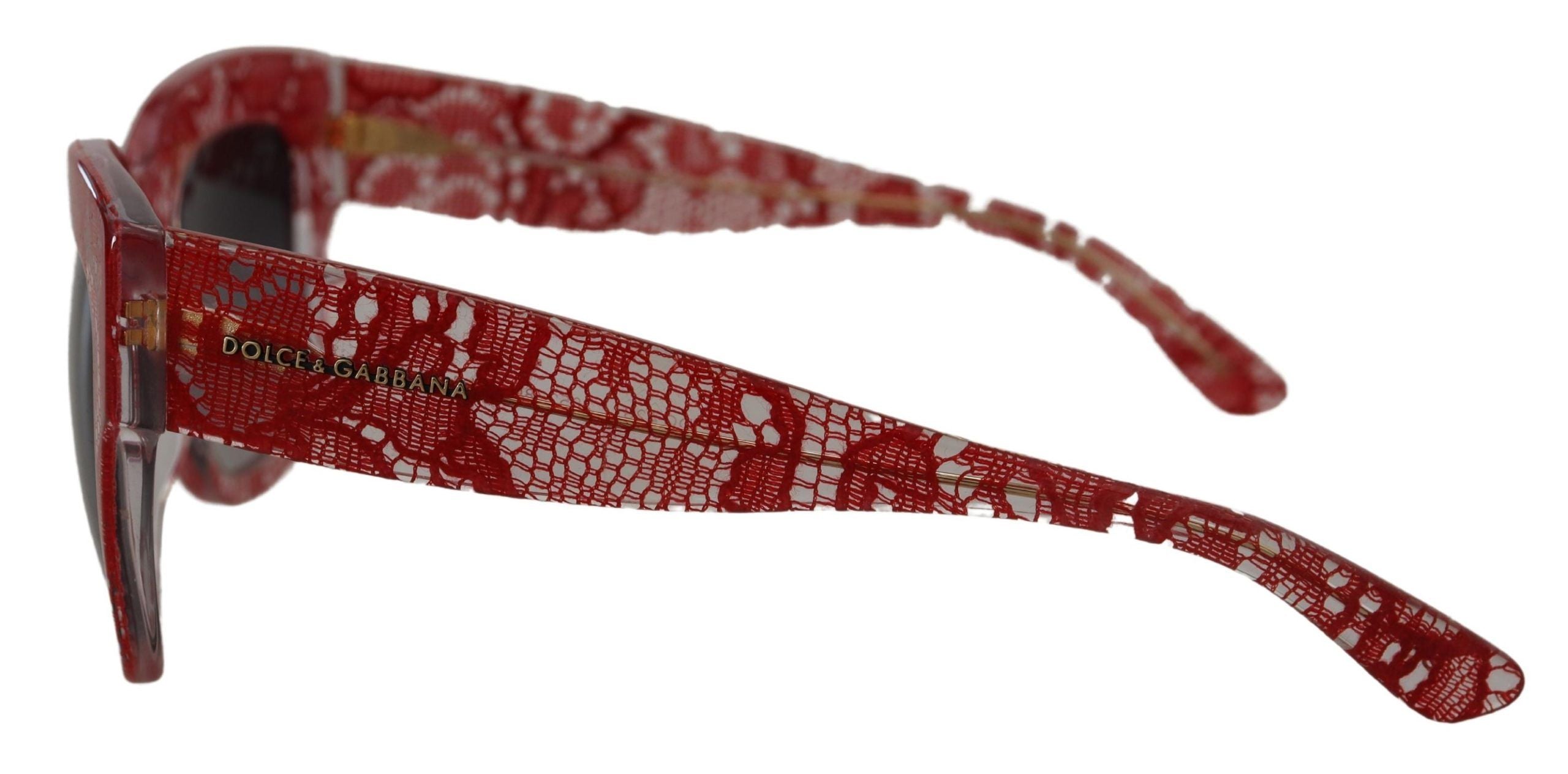 Red Lace Acetate Rectangle Shades DG4231Sunglasses - ventzia