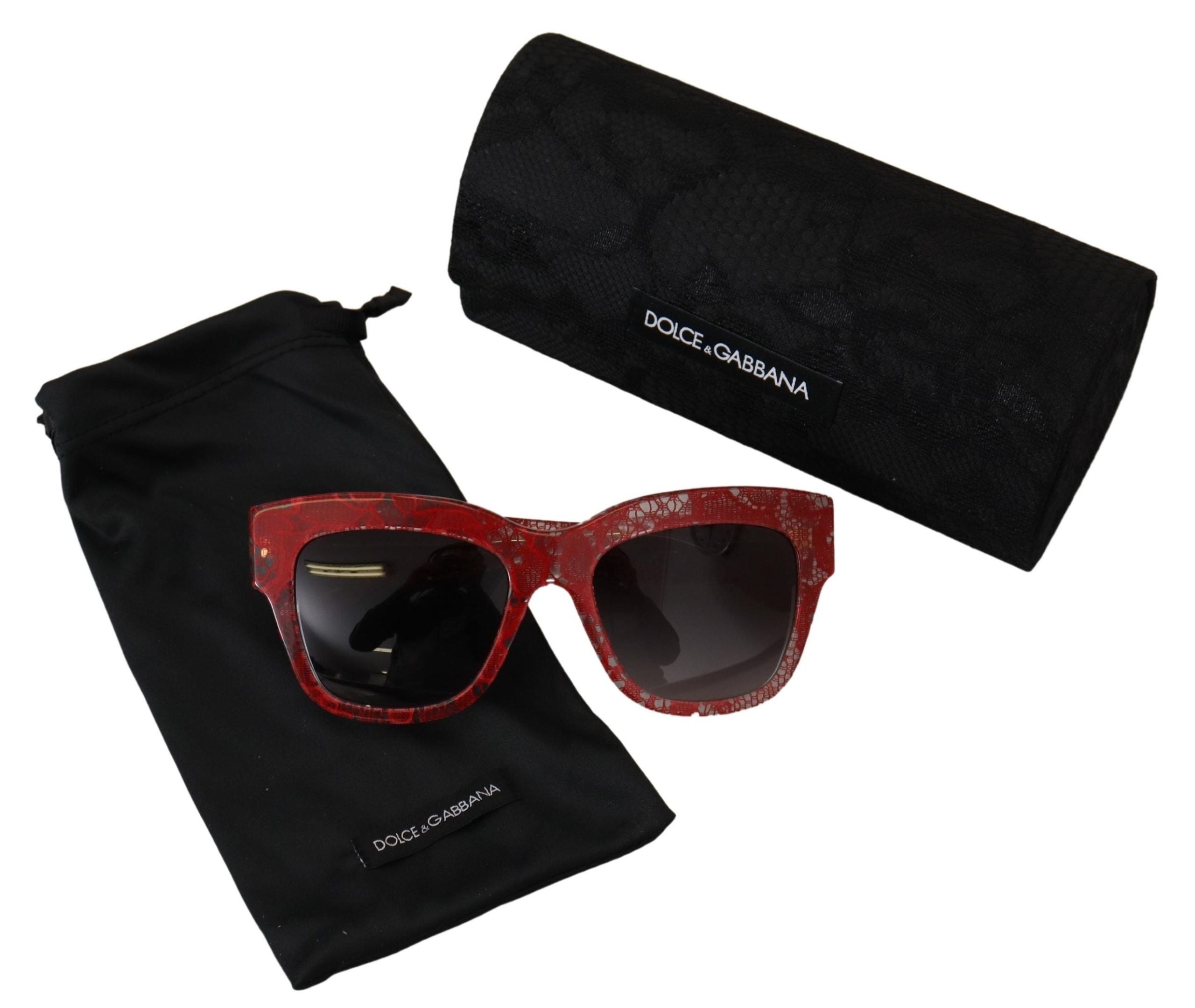 Red Lace Acetate Rectangle Shades DG4231Sunglasses - ventzia