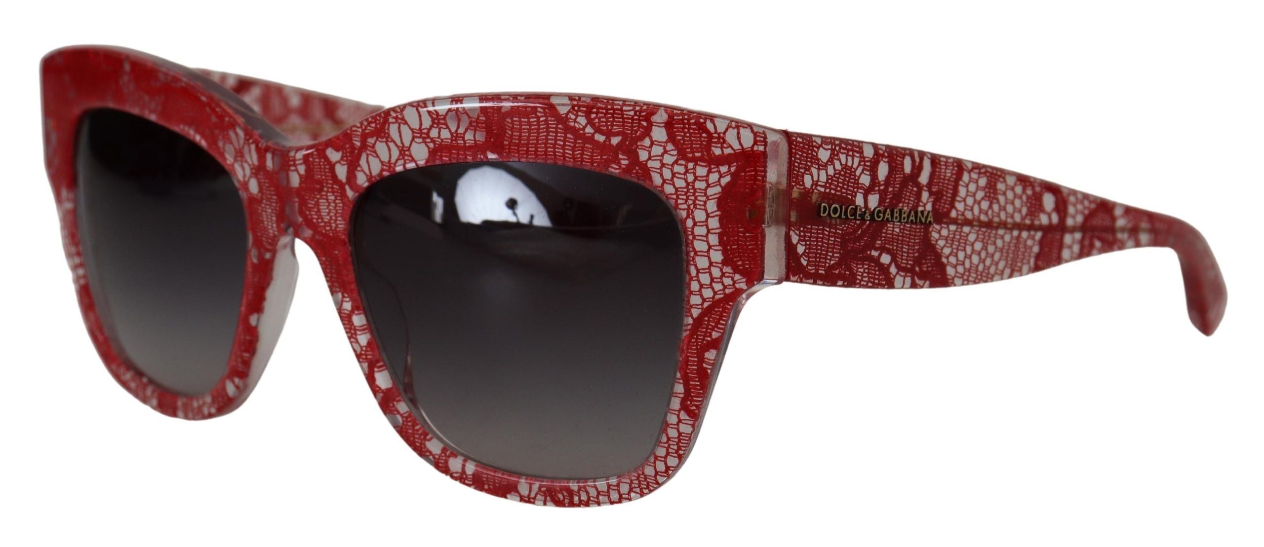 Red Lace Acetate Rectangle Shades DG4231Sunglasses - ventzia