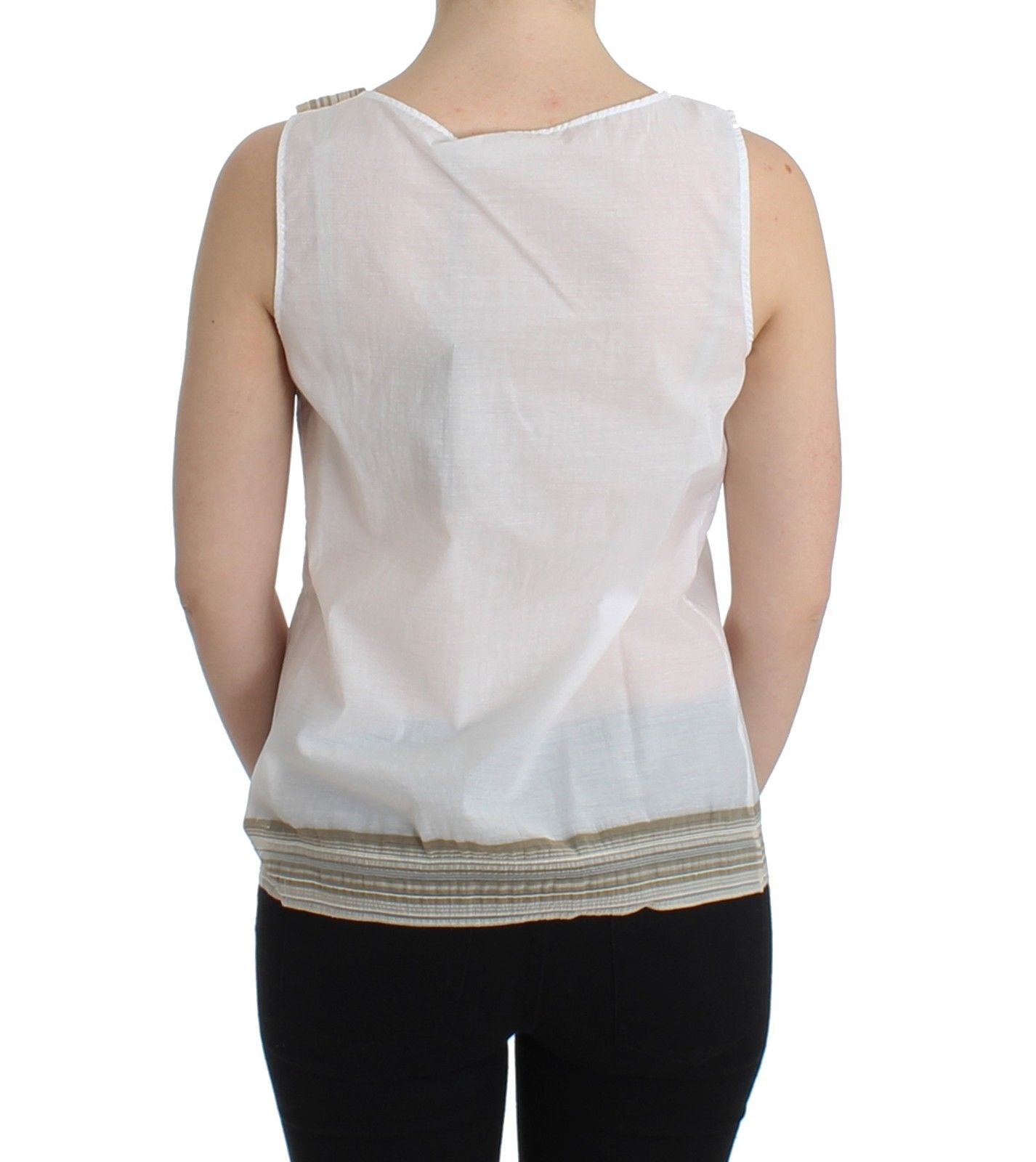 Elegant White Bow-Detailed Sleeveless Top - ventzia