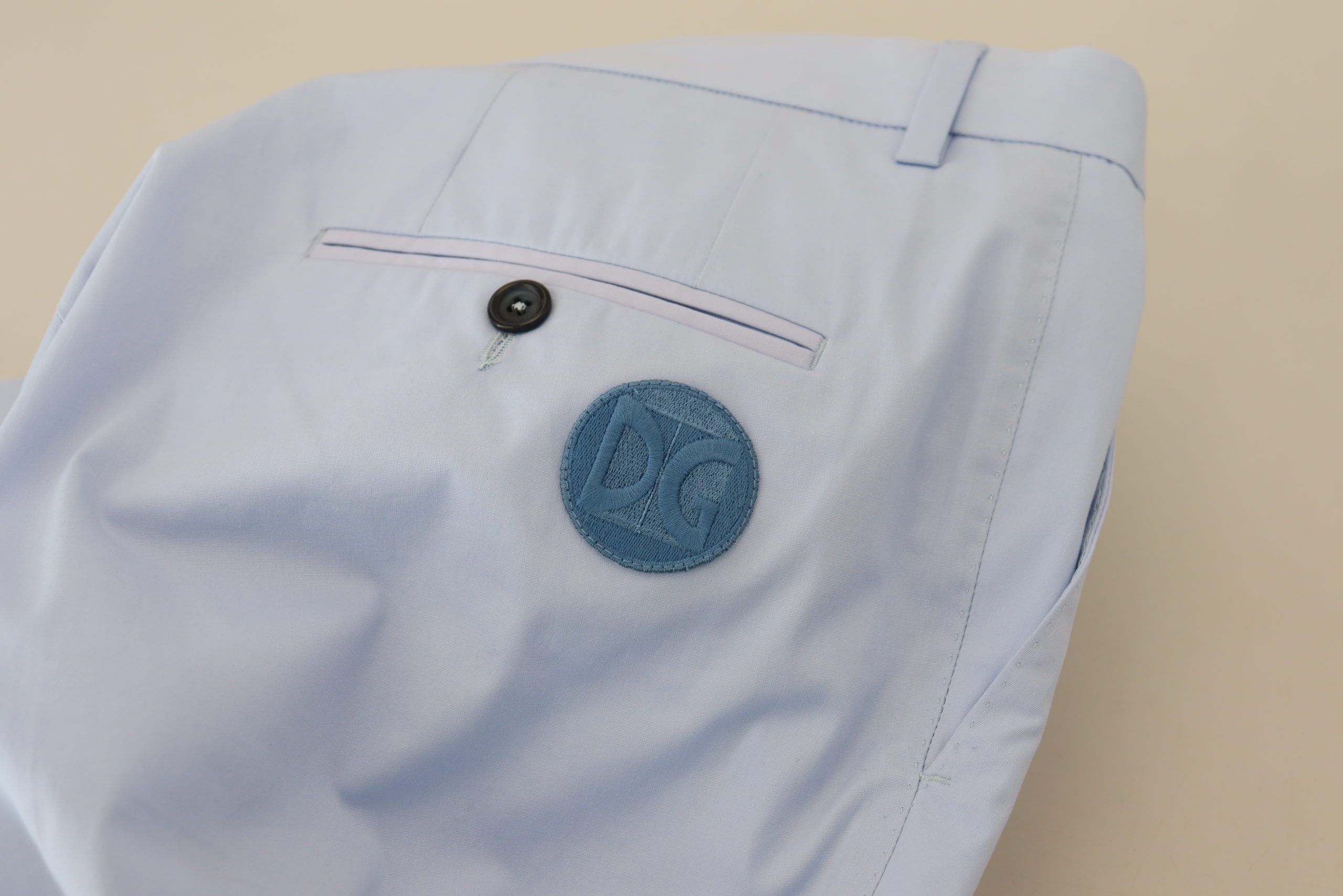 Blue Cotton Stretch Trousers Chinos Pants - ventzia