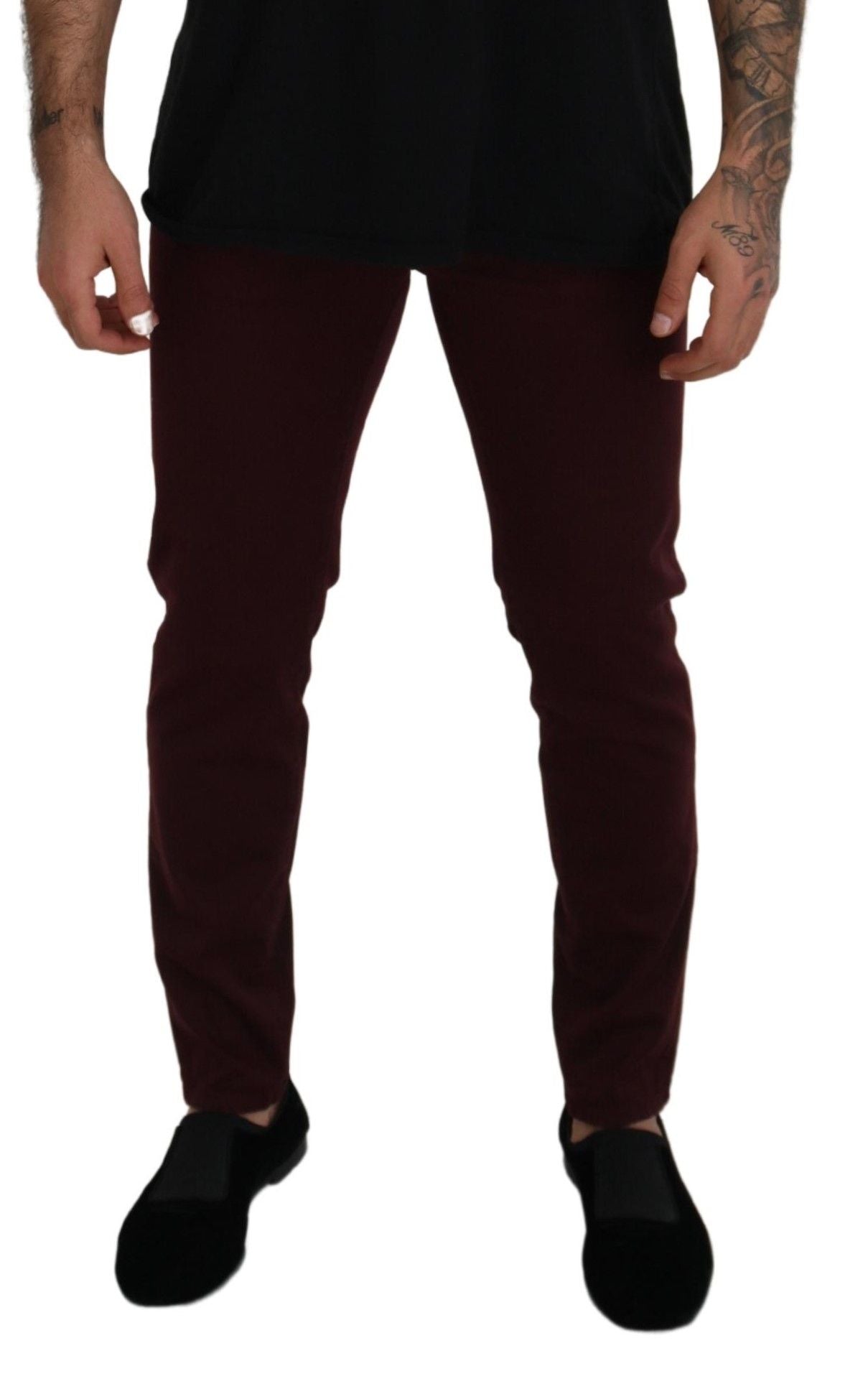 Bordeaux Cotton Stretch GOLD Denim Jeans - ventzia