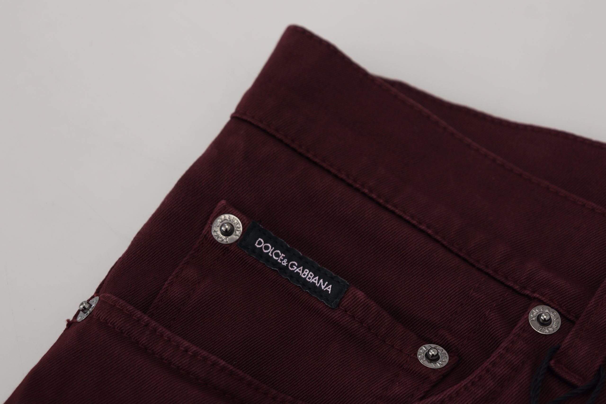 Bordeaux Cotton Stretch GOLD Denim Jeans - ventzia