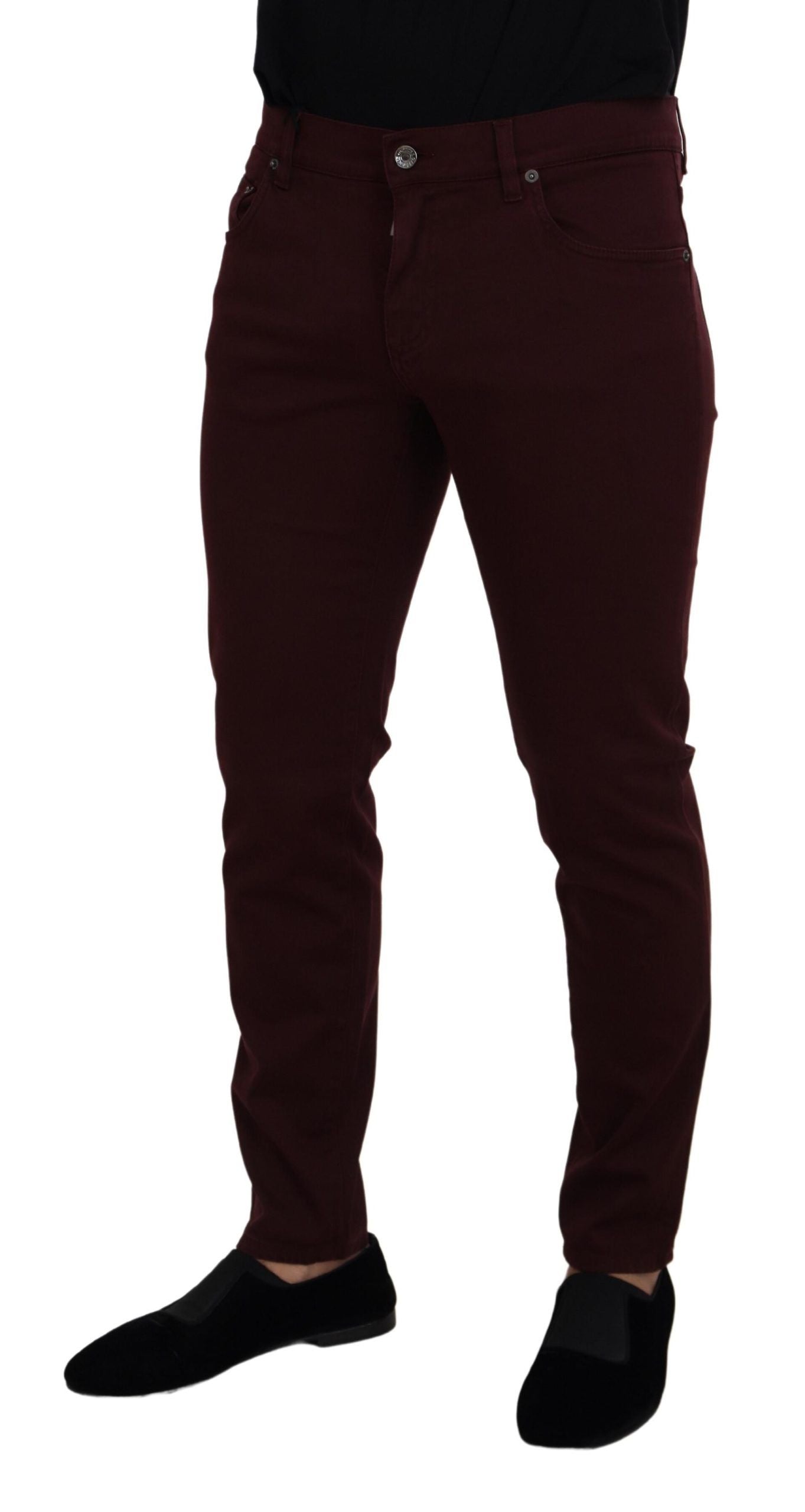 Bordeaux Cotton Stretch GOLD Denim Jeans - ventzia