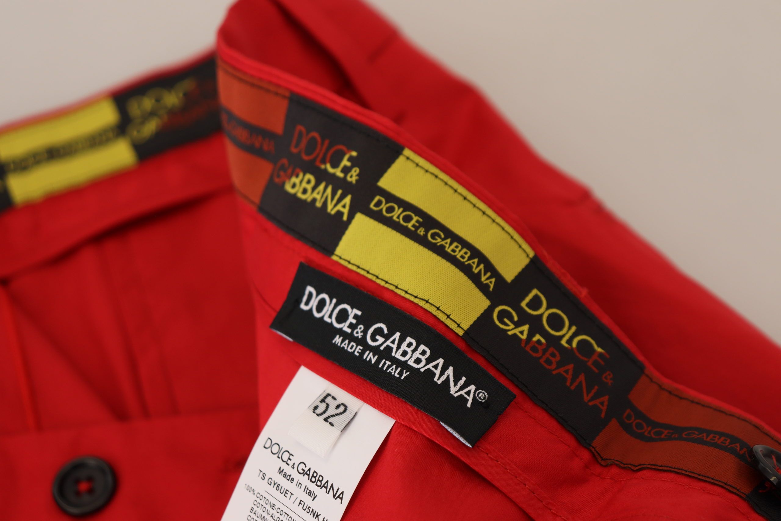 Red Cotton Slim Fit Trousers Chinos Pants - ventzia