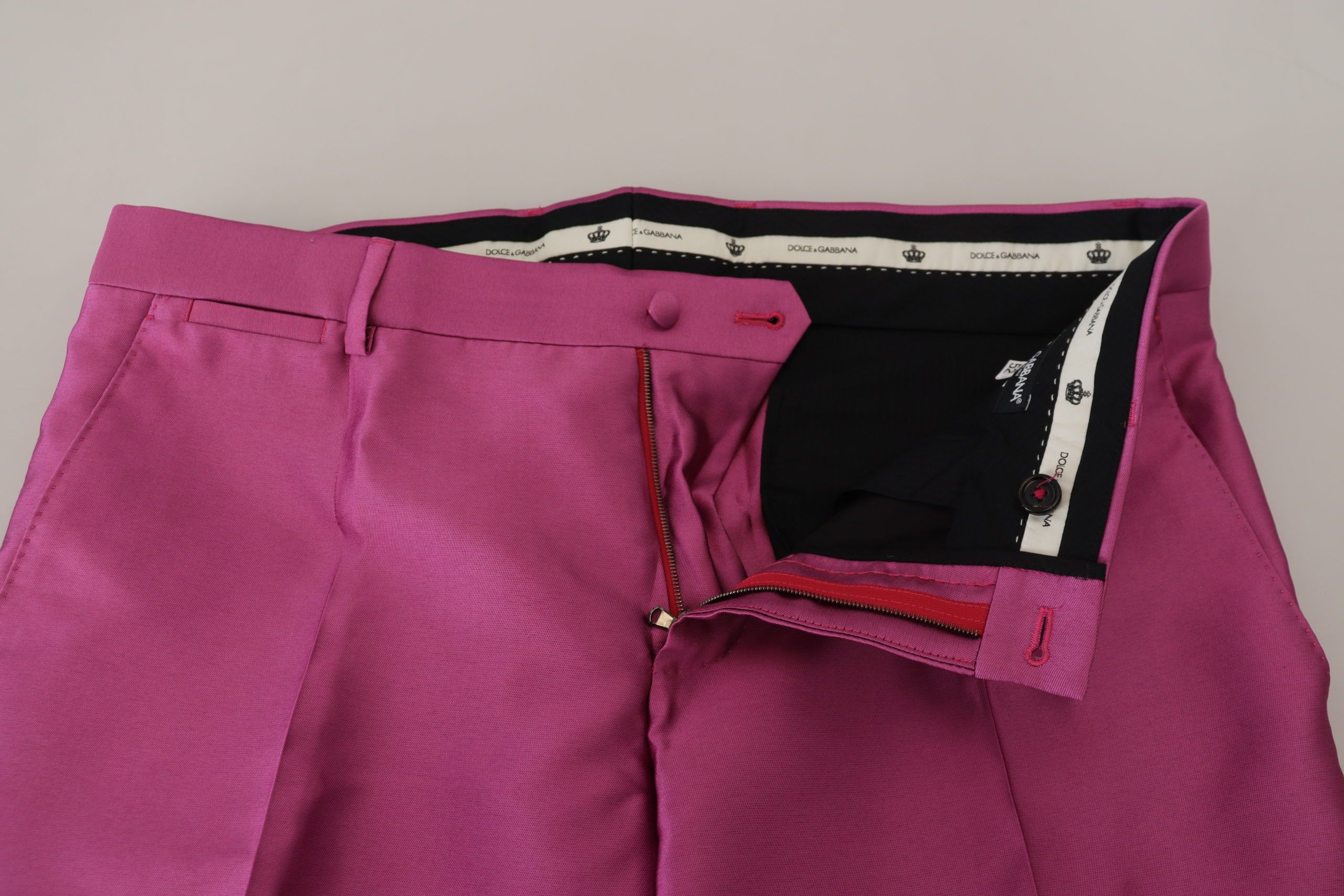 Pink Silk Slim Trousers Dress Formal Pants - ventzia