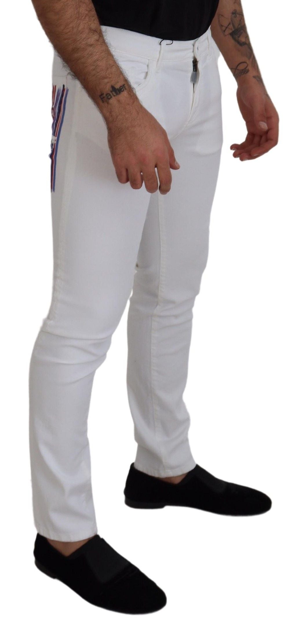 White Slim Skinny Stretch Cotton Denim Jeans - ventzia