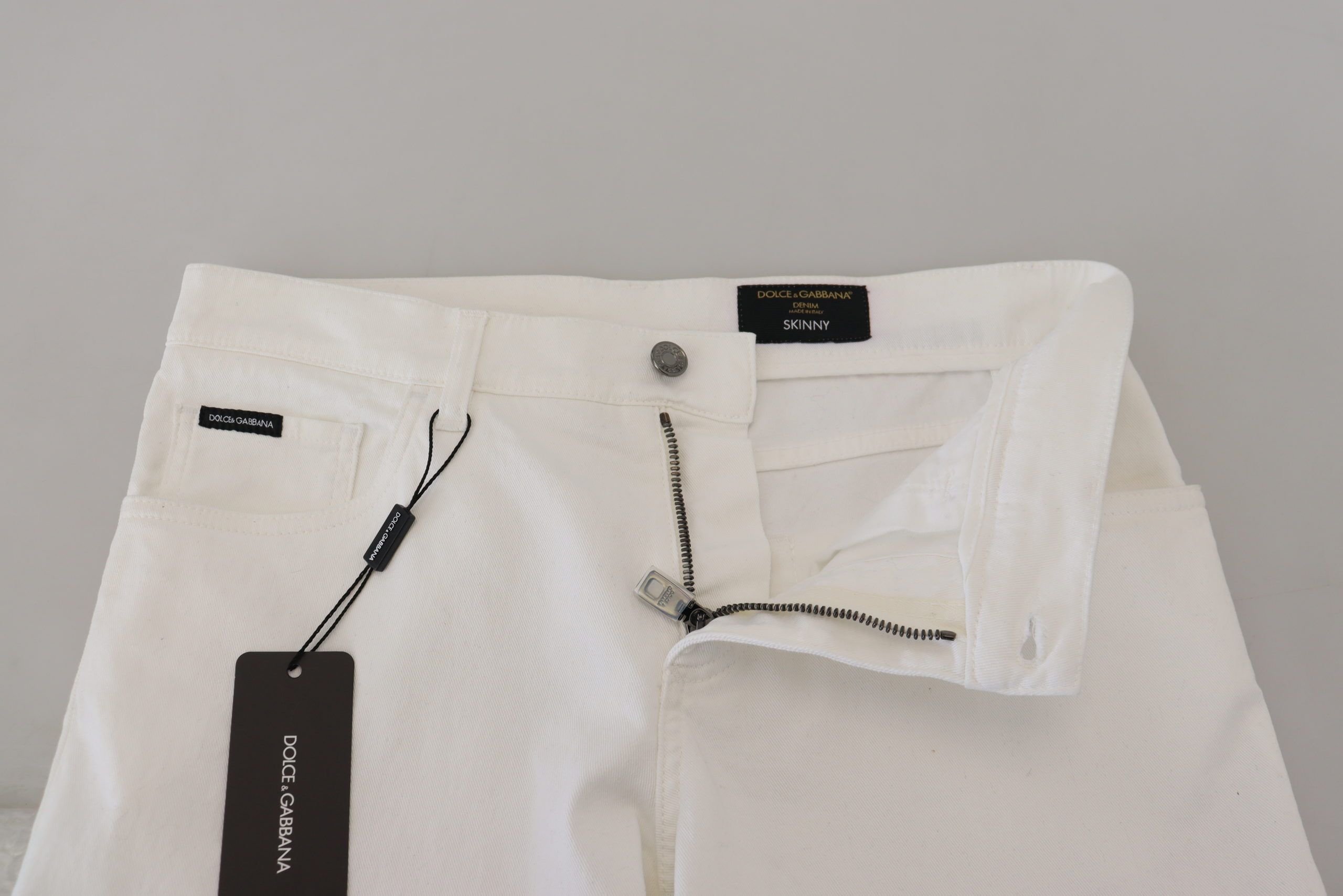White Slim Skinny Stretch Cotton Denim Jeans - ventzia