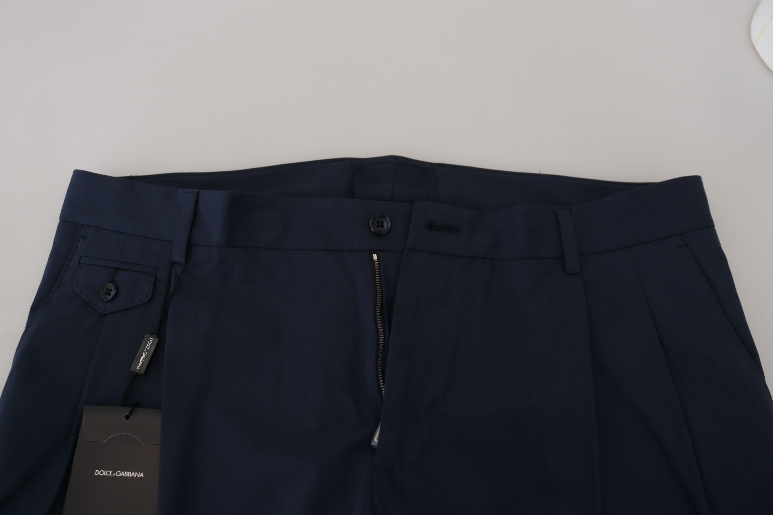 Blue Cotton Slim Trousers Chinos Pants - ventzia